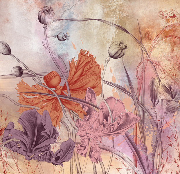 Premium Wallpaper Wall Mural - Warm Flower Symphony