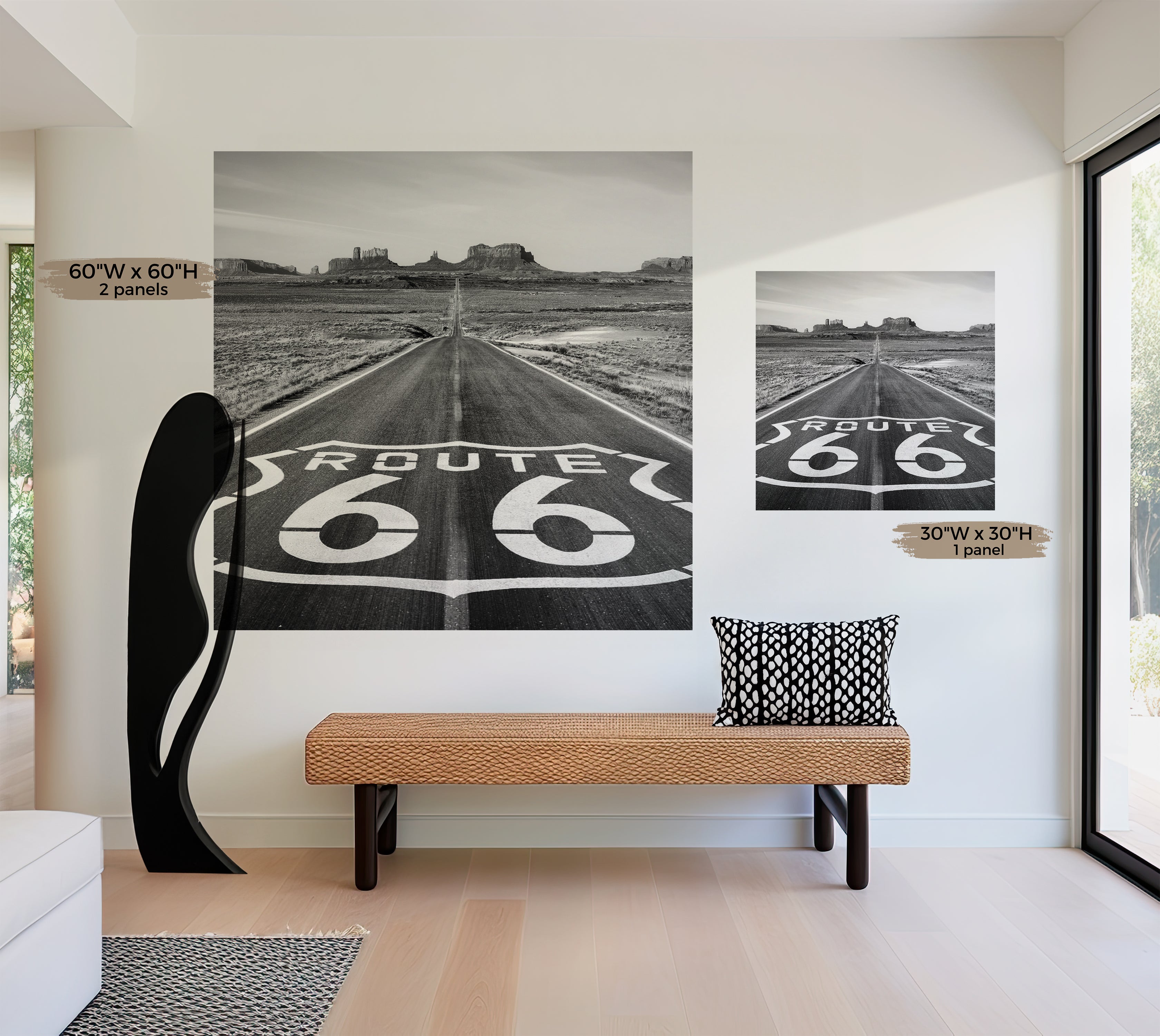 Premium Wallpaper Wall Mural - Route 66 Black & White