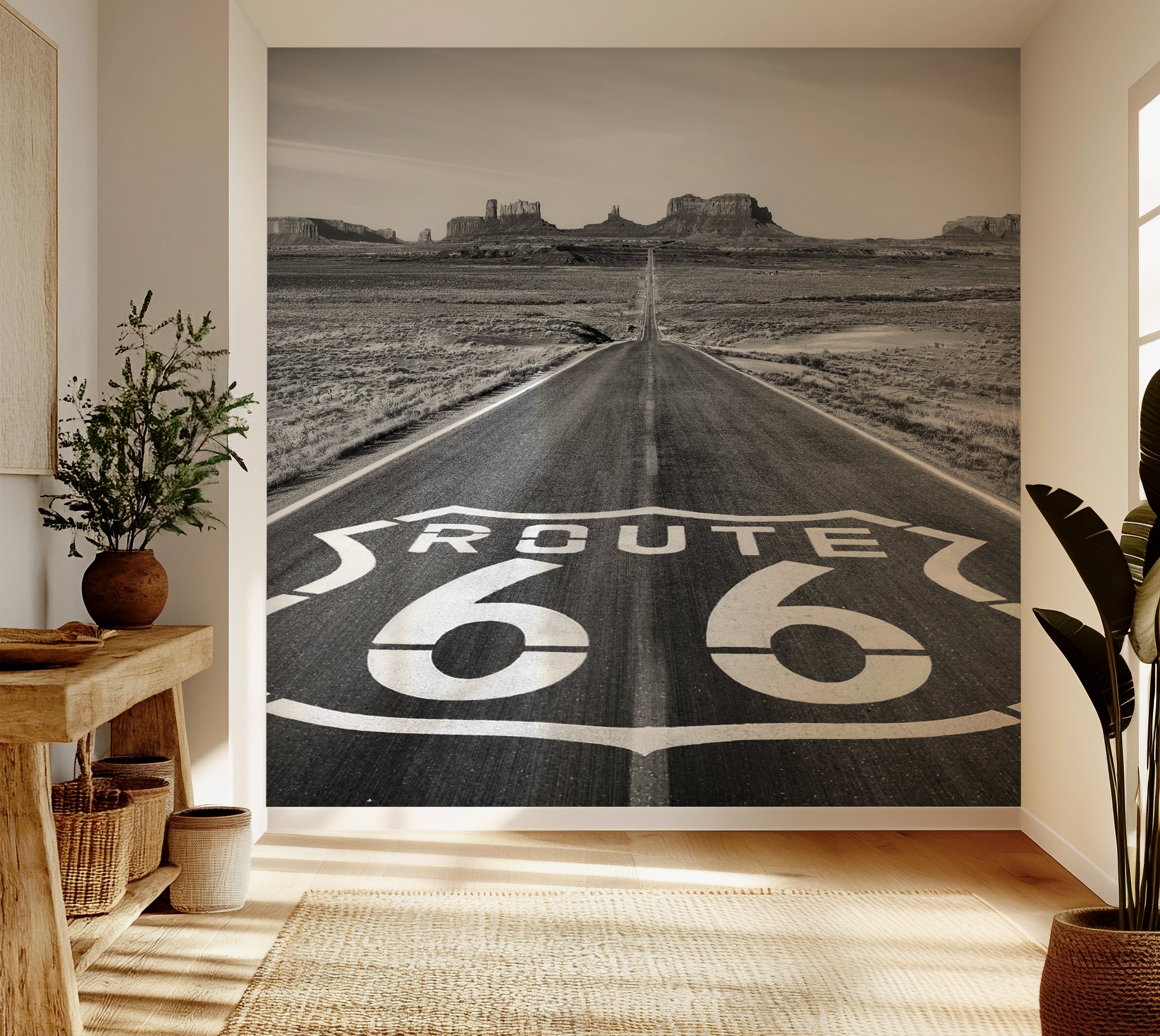 Premium Wallpaper Wall Mural - Route 66 Black & White