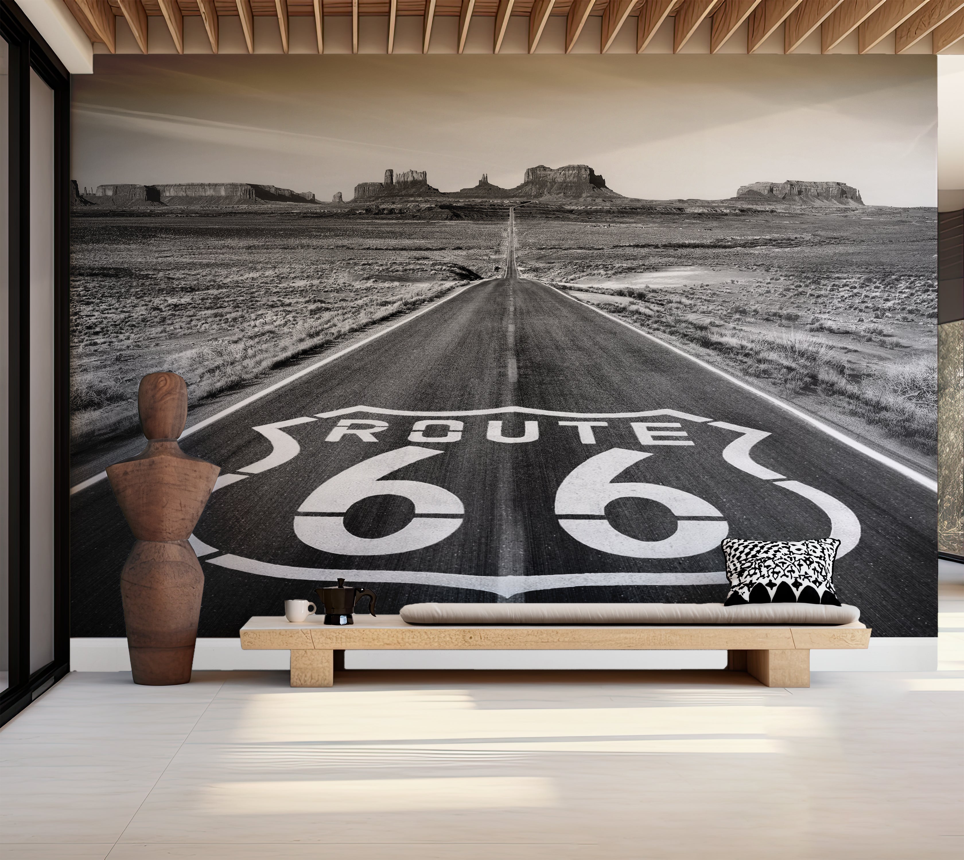 Premium Wallpaper Wall Mural - Route 66 Black & White