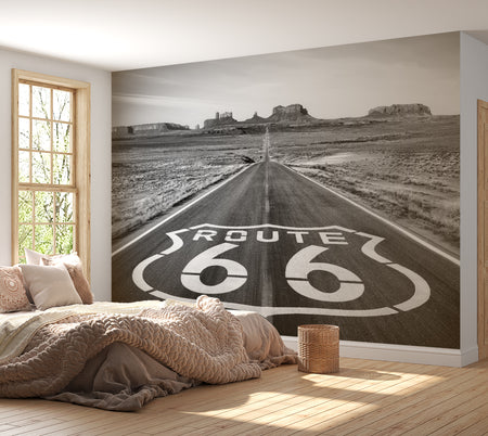 Premium Wallpaper Wall Mural - Route 66 Black & White