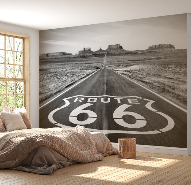 Premium Wallpaper Wall Mural - Route 66 Black & White