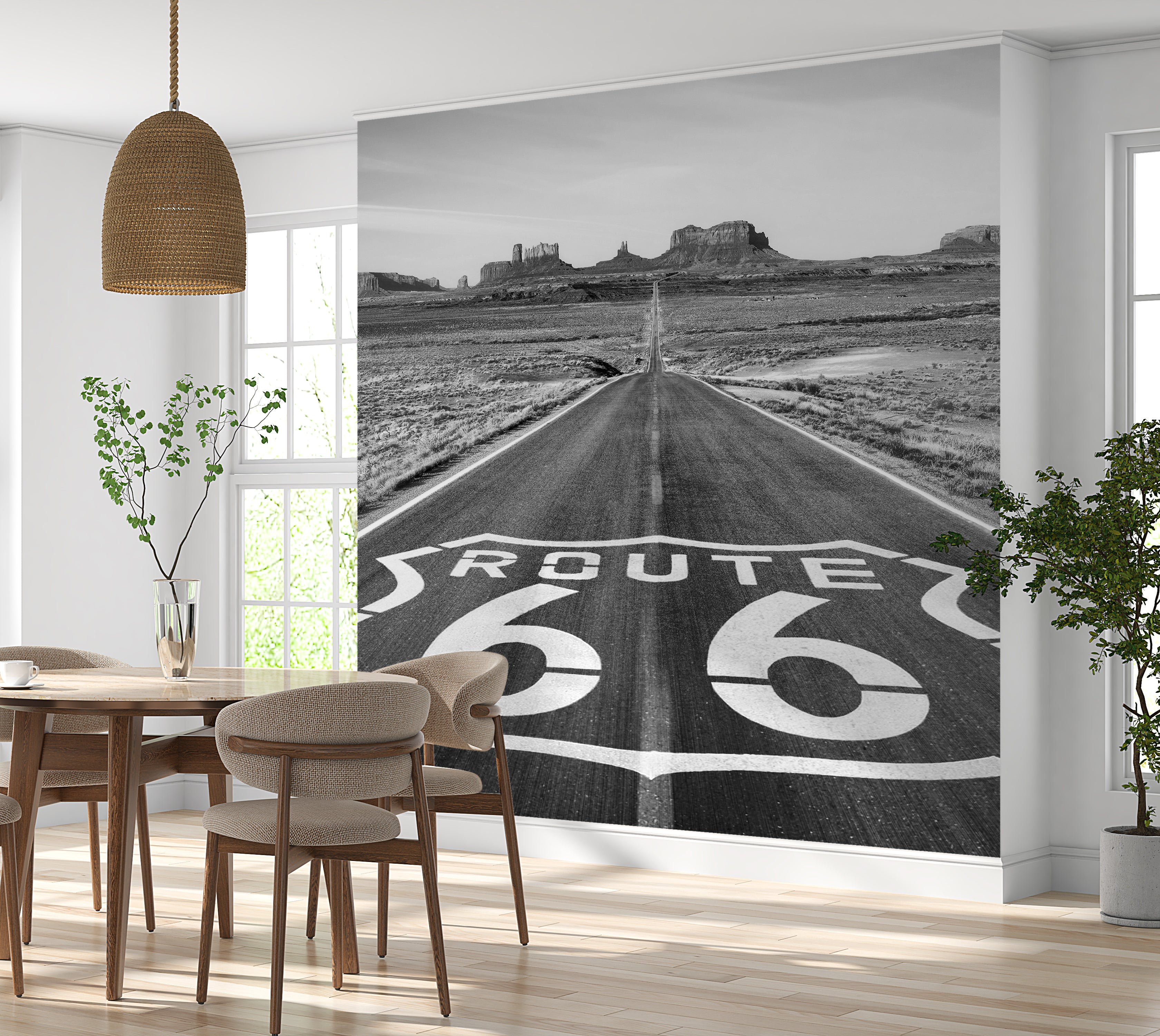 Premium Wallpaper Wall Mural - Route 66 Black & White