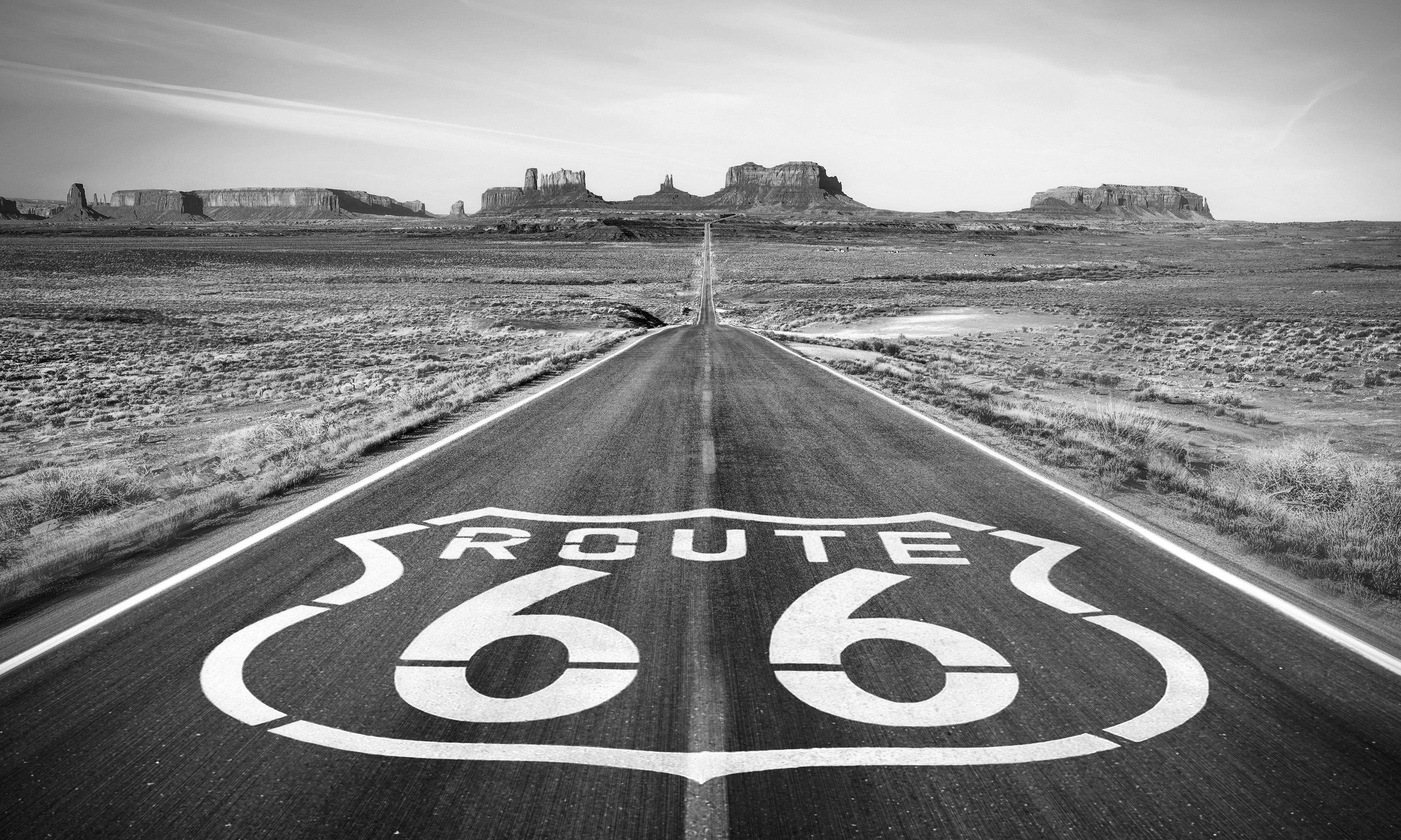 Premium Wallpaper Wall Mural - Route 66 Black & White