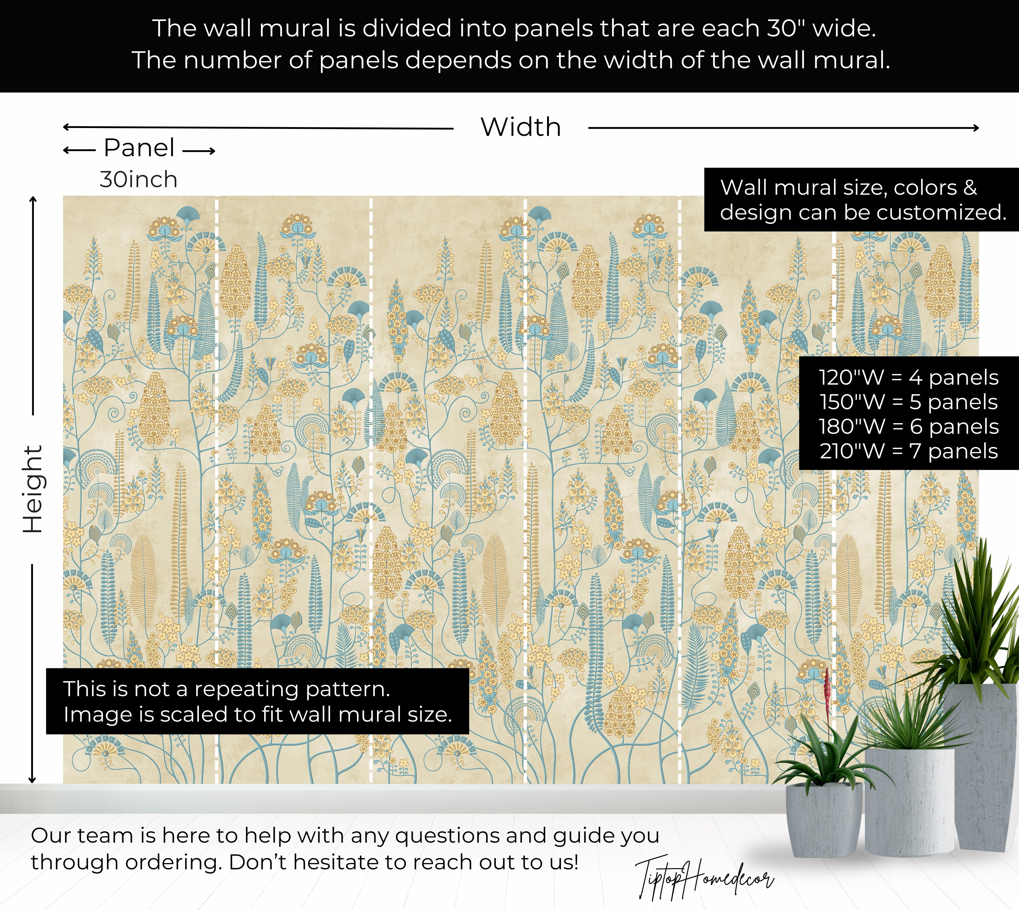 Premium Wallpaper Wall Mural - Antique Botanical Pattern
