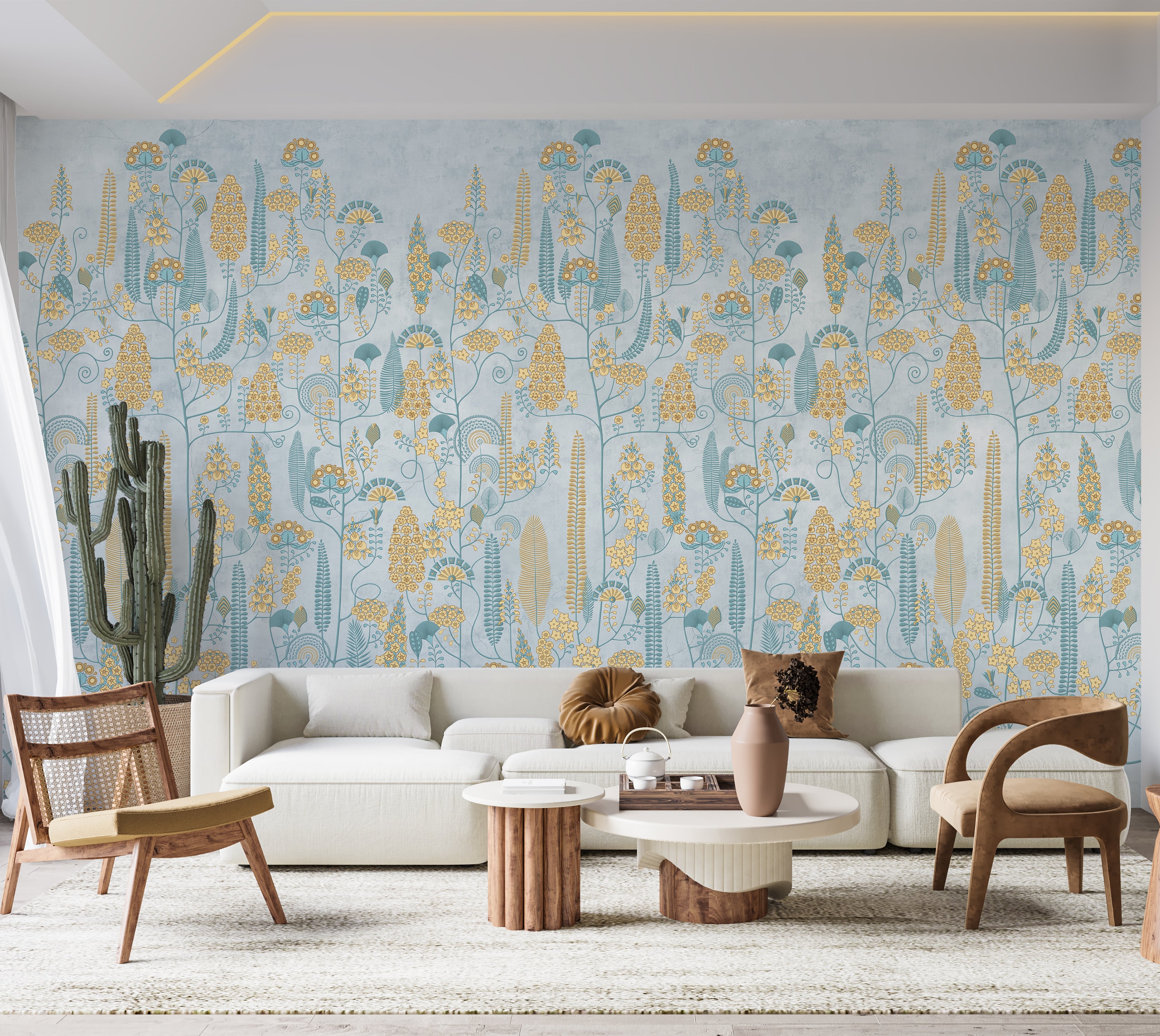 Premium Wallpaper Wall Mural - Soft Vintage Floral Pattern