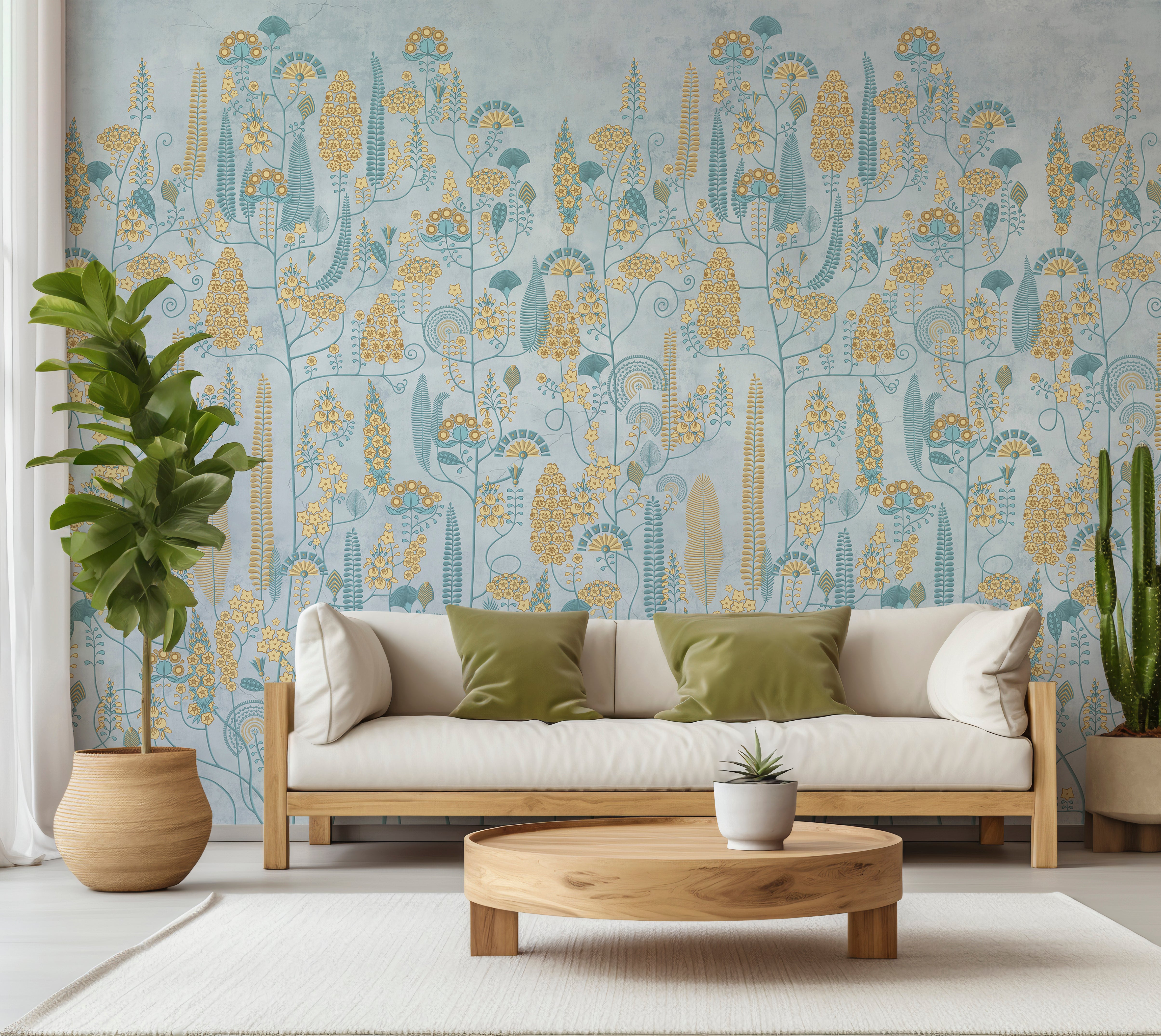 Premium Wallpaper Wall Mural - Soft Vintage Floral Pattern