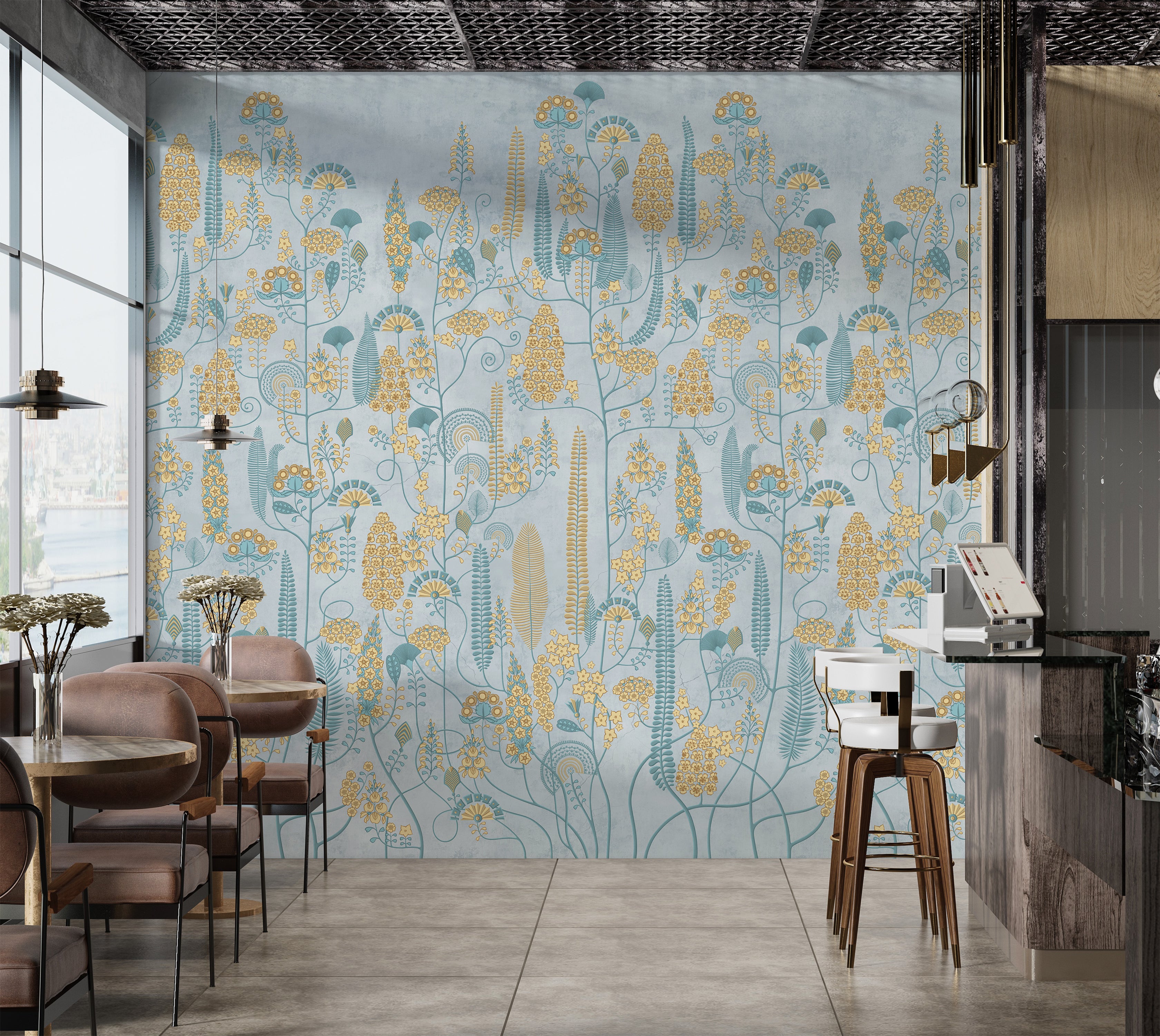 Premium Wallpaper Wall Mural - Soft Vintage Floral Pattern