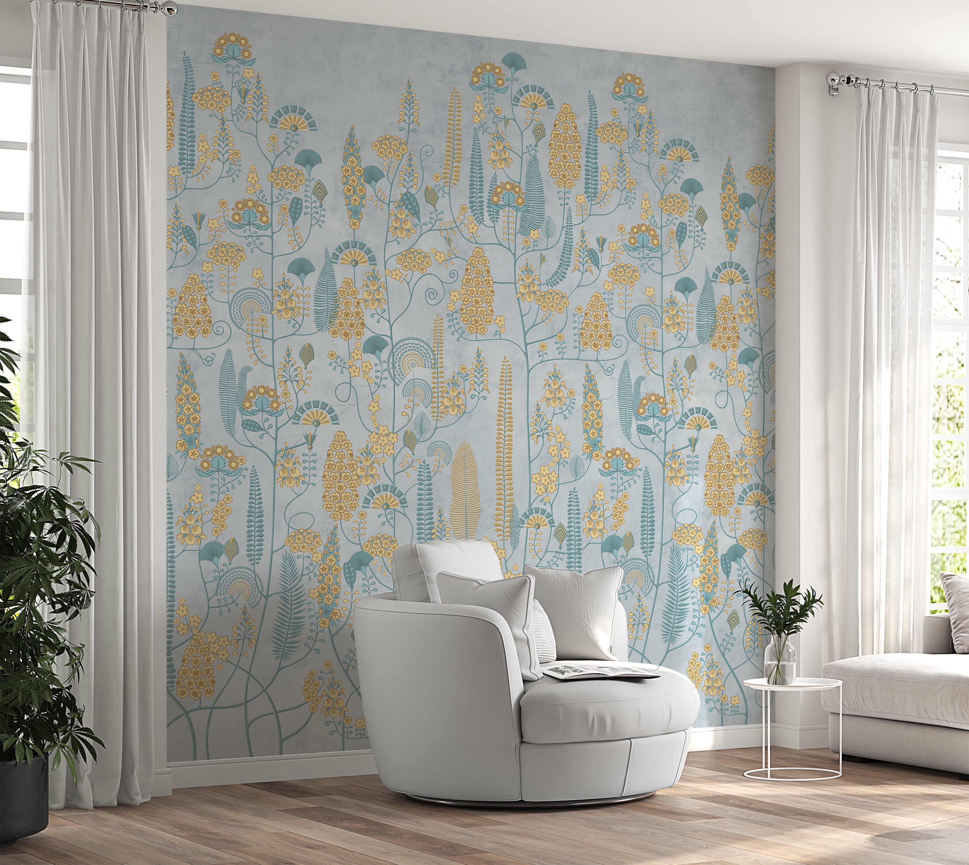 Premium Wallpaper Wall Mural - Soft Vintage Floral Pattern
