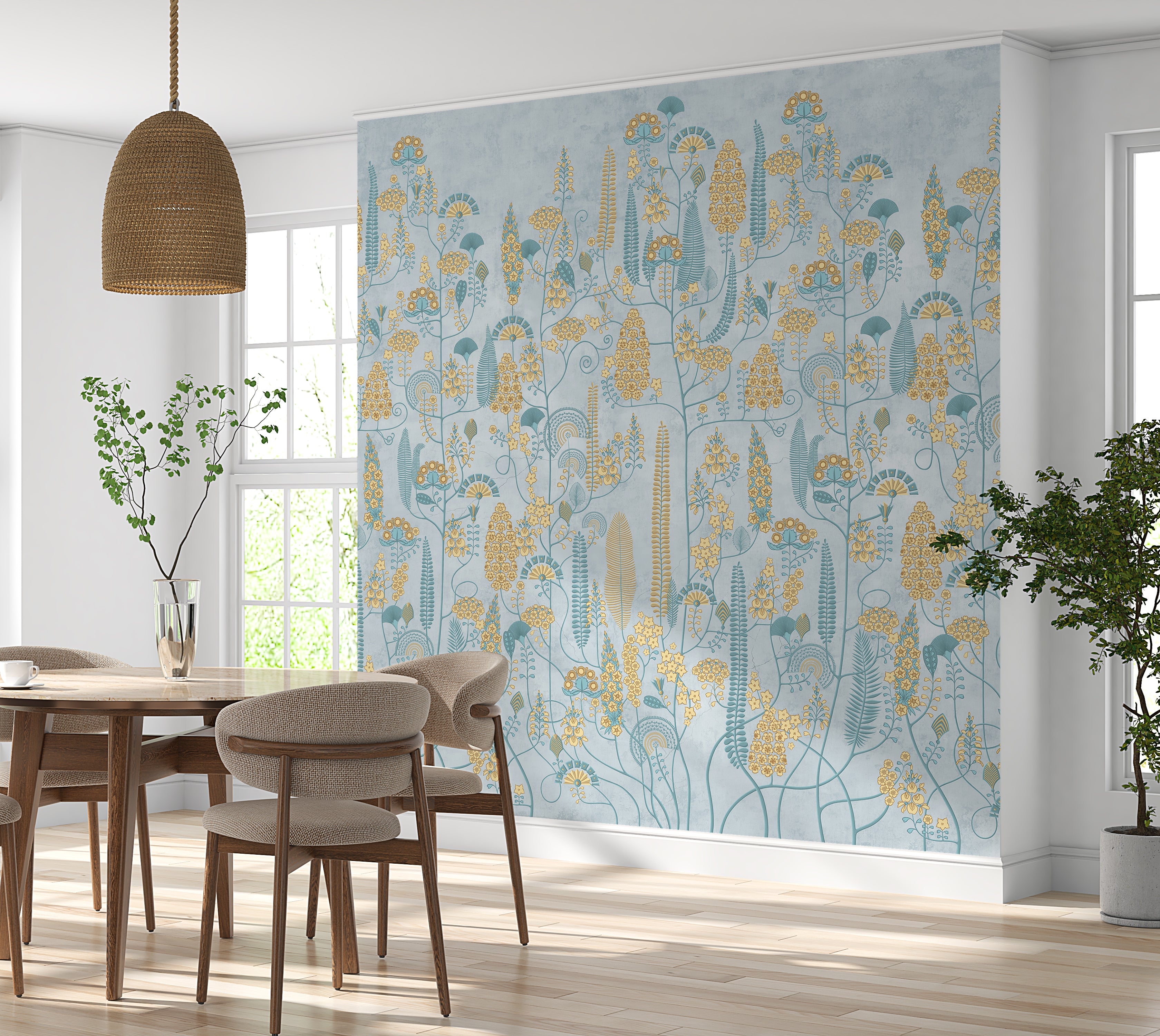 Premium Wallpaper Wall Mural - Soft Vintage Floral Pattern