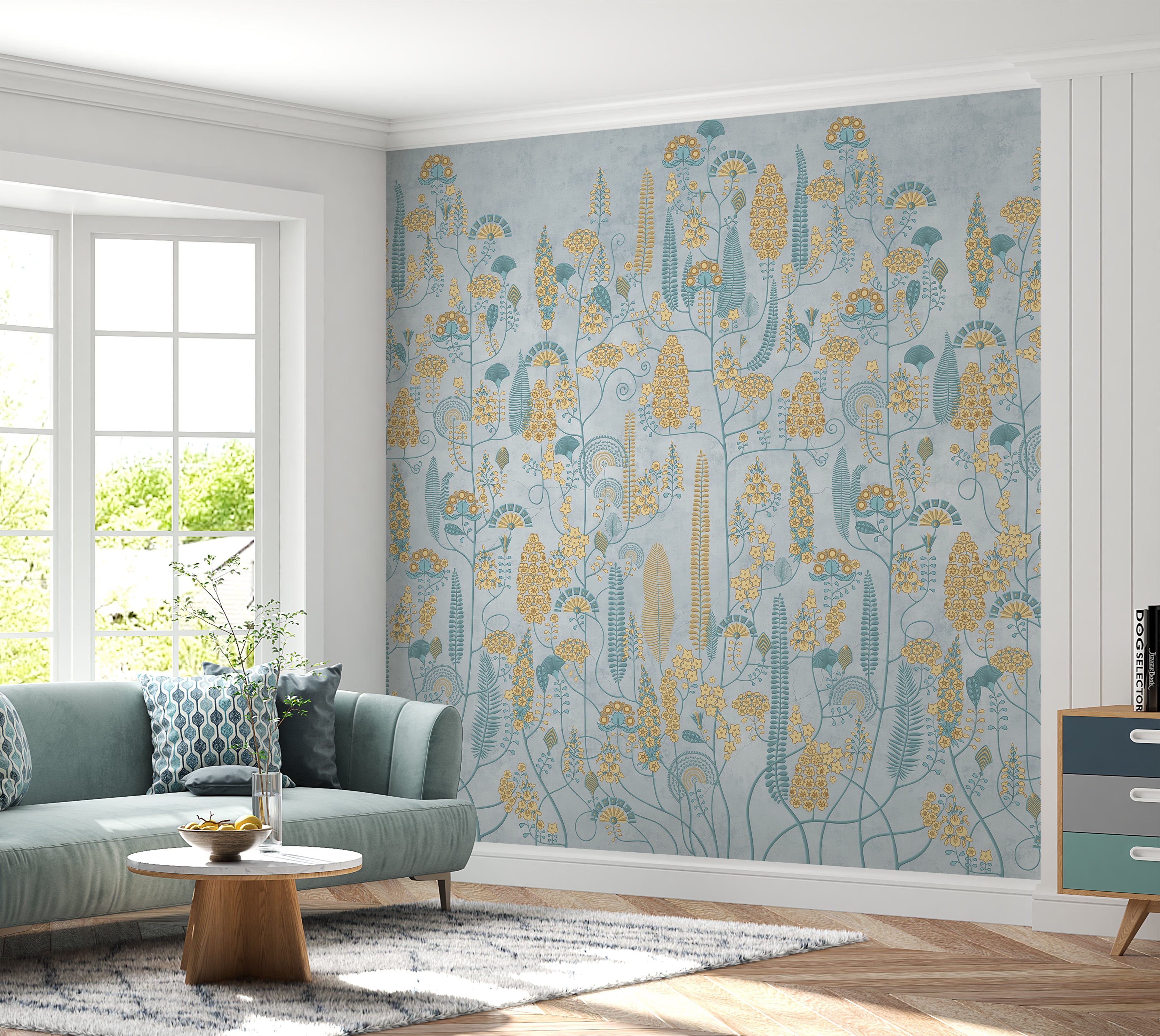 Premium Wallpaper Wall Mural - Soft Vintage Floral Pattern