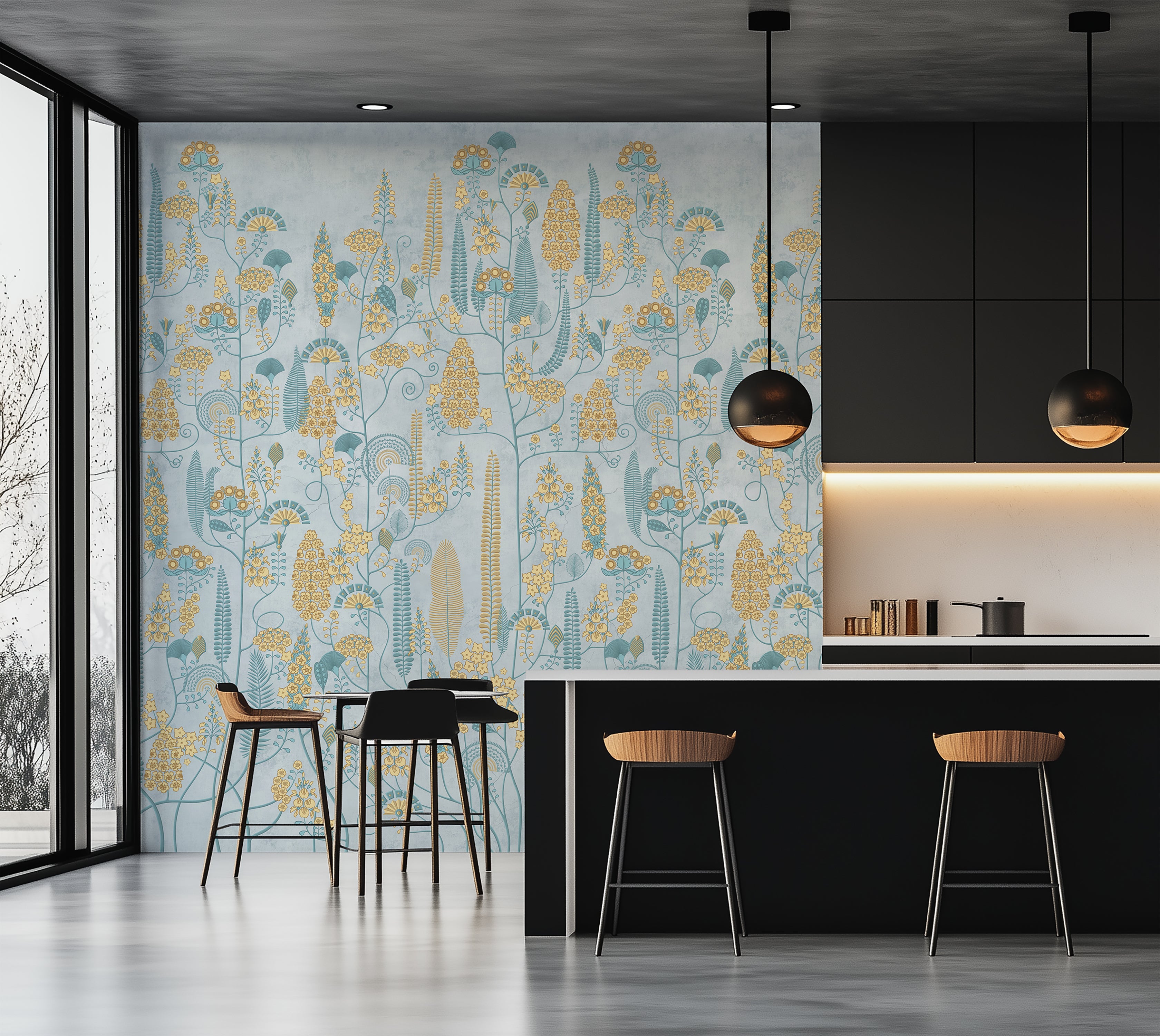 Premium Wallpaper Wall Mural - Soft Vintage Floral Pattern