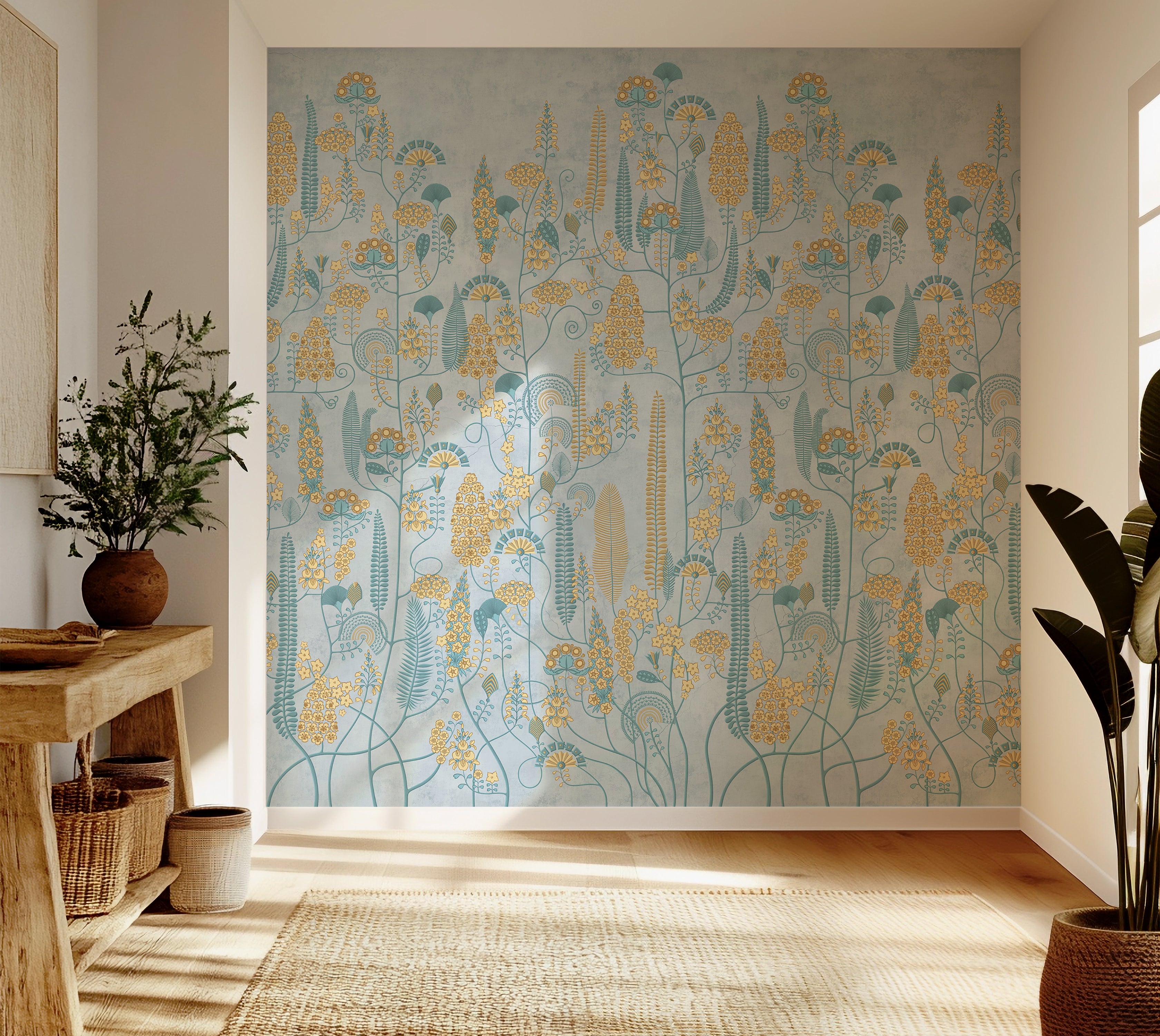 Premium Wallpaper Wall Mural - Soft Vintage Floral Pattern