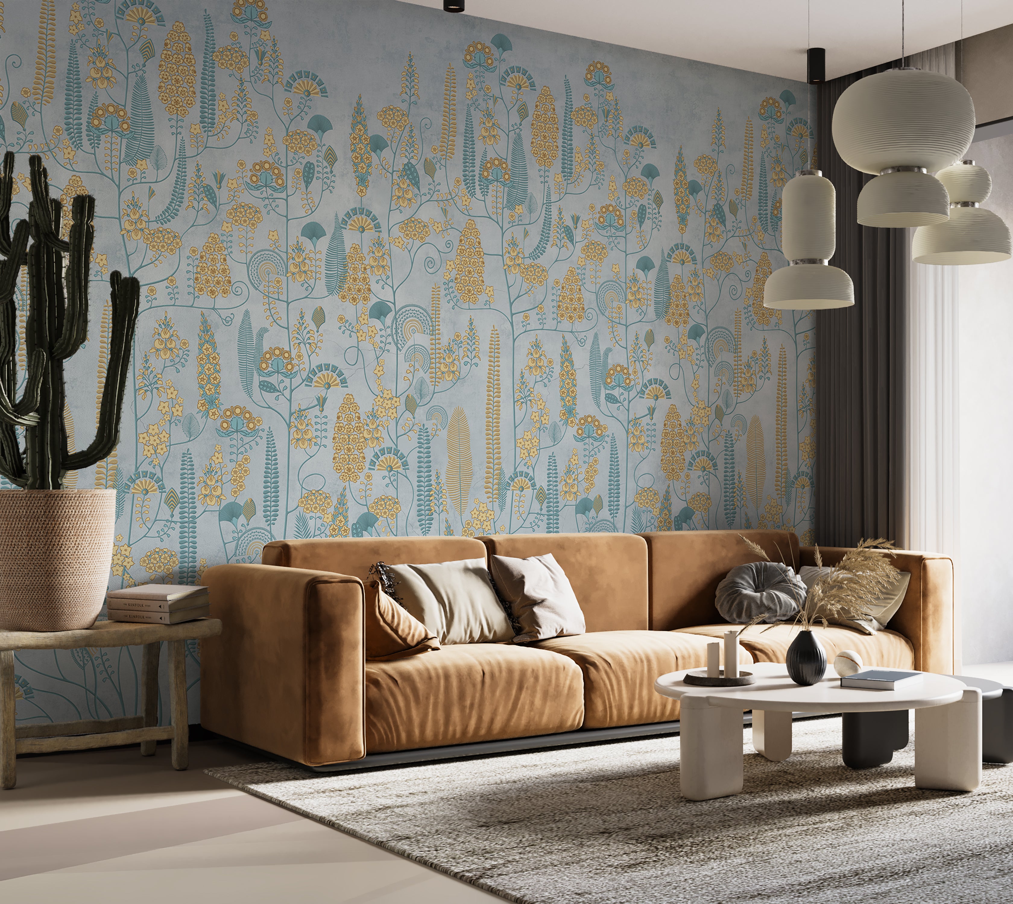 Premium Wallpaper Wall Mural - Soft Vintage Floral Pattern