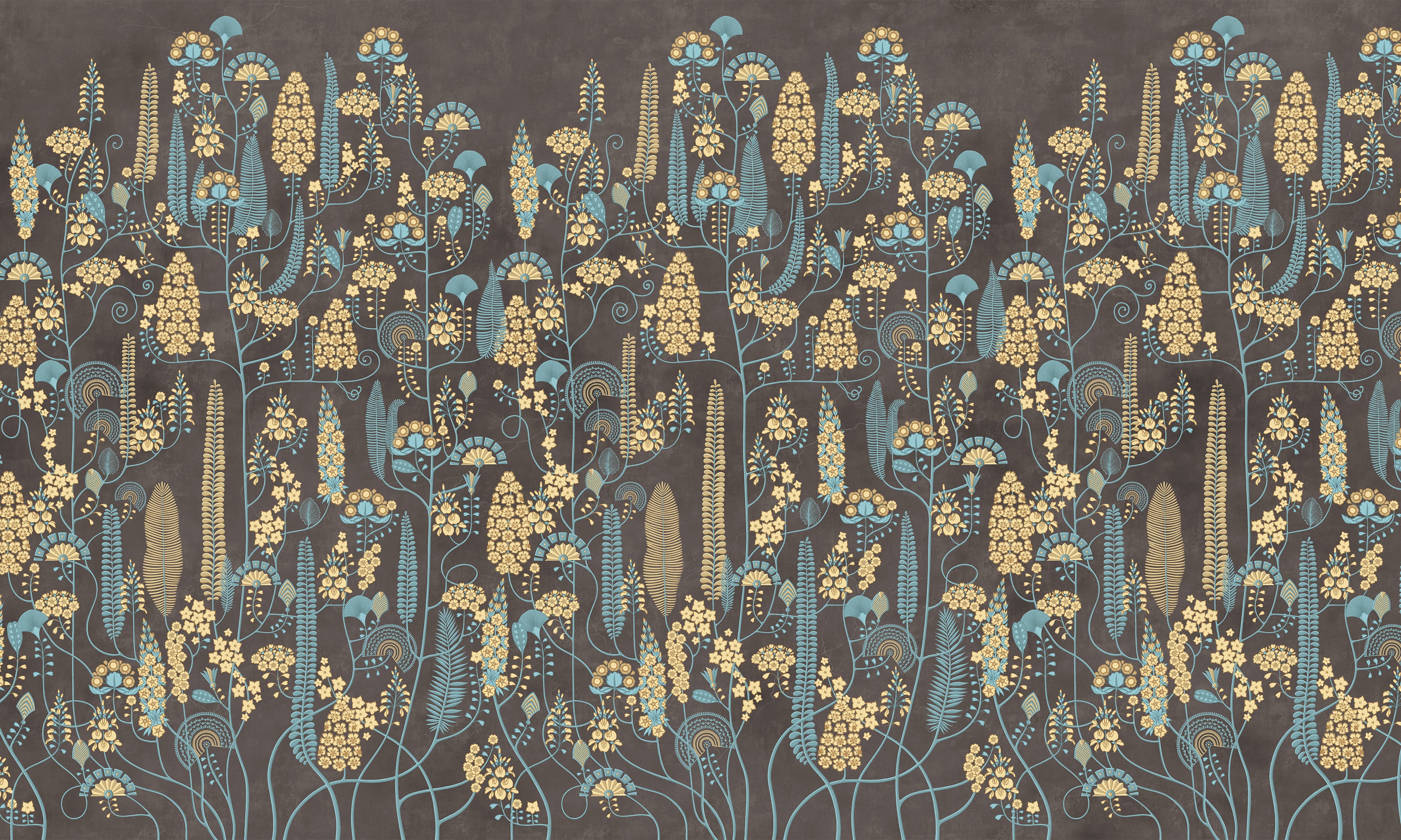 Premium Wallpaper Wall Mural - Warm Mocha Botanical Lines