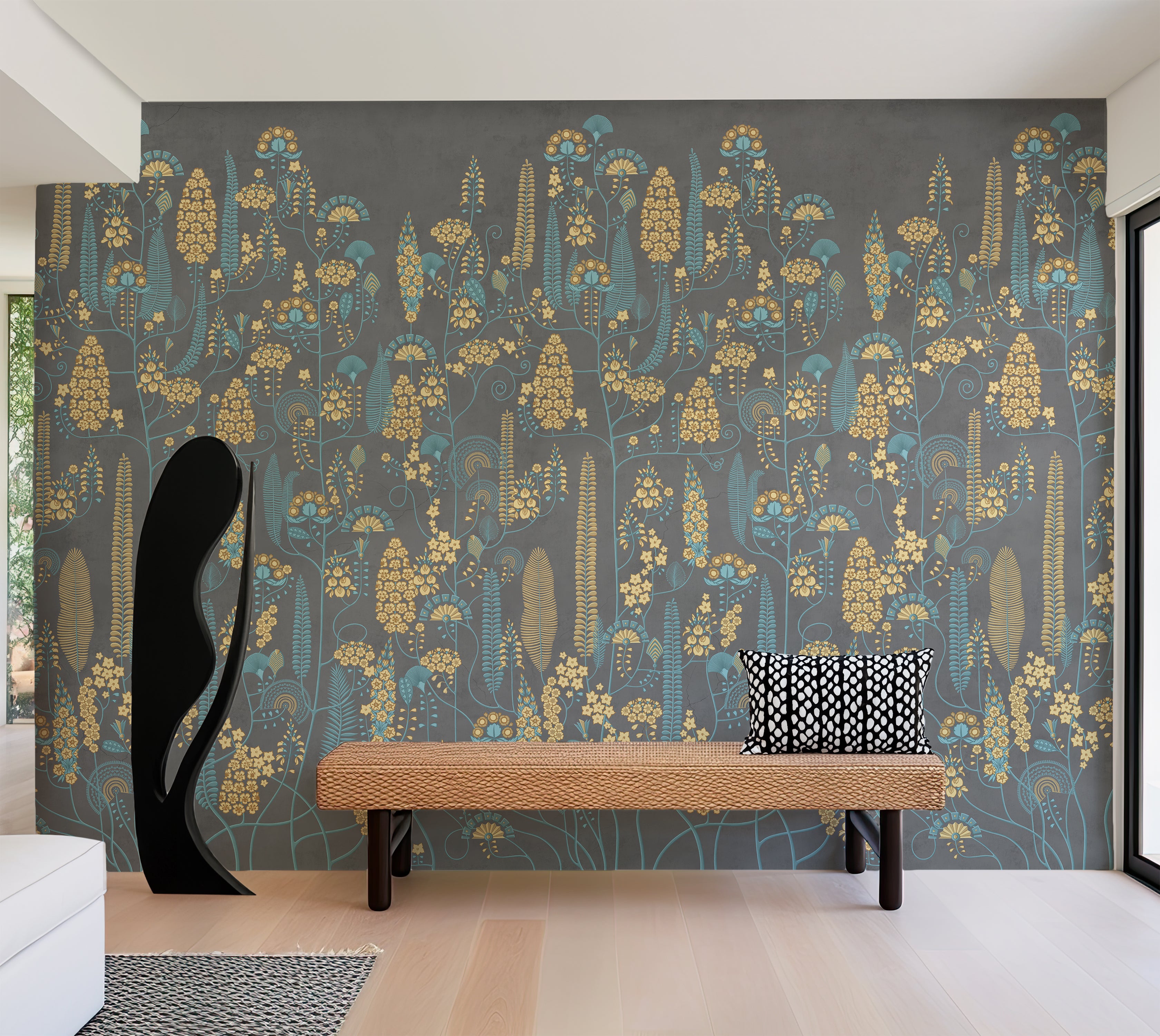 Premium Wallpaper Wall Mural - Stone Classic Floral Pattern