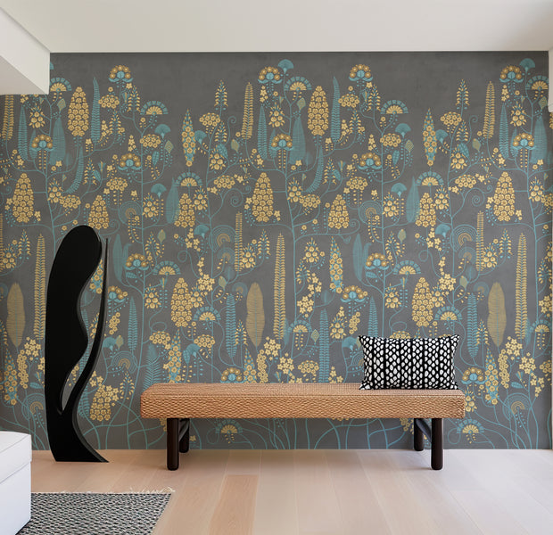 Premium Wallpaper Wall Mural - Stone Classic Floral Pattern