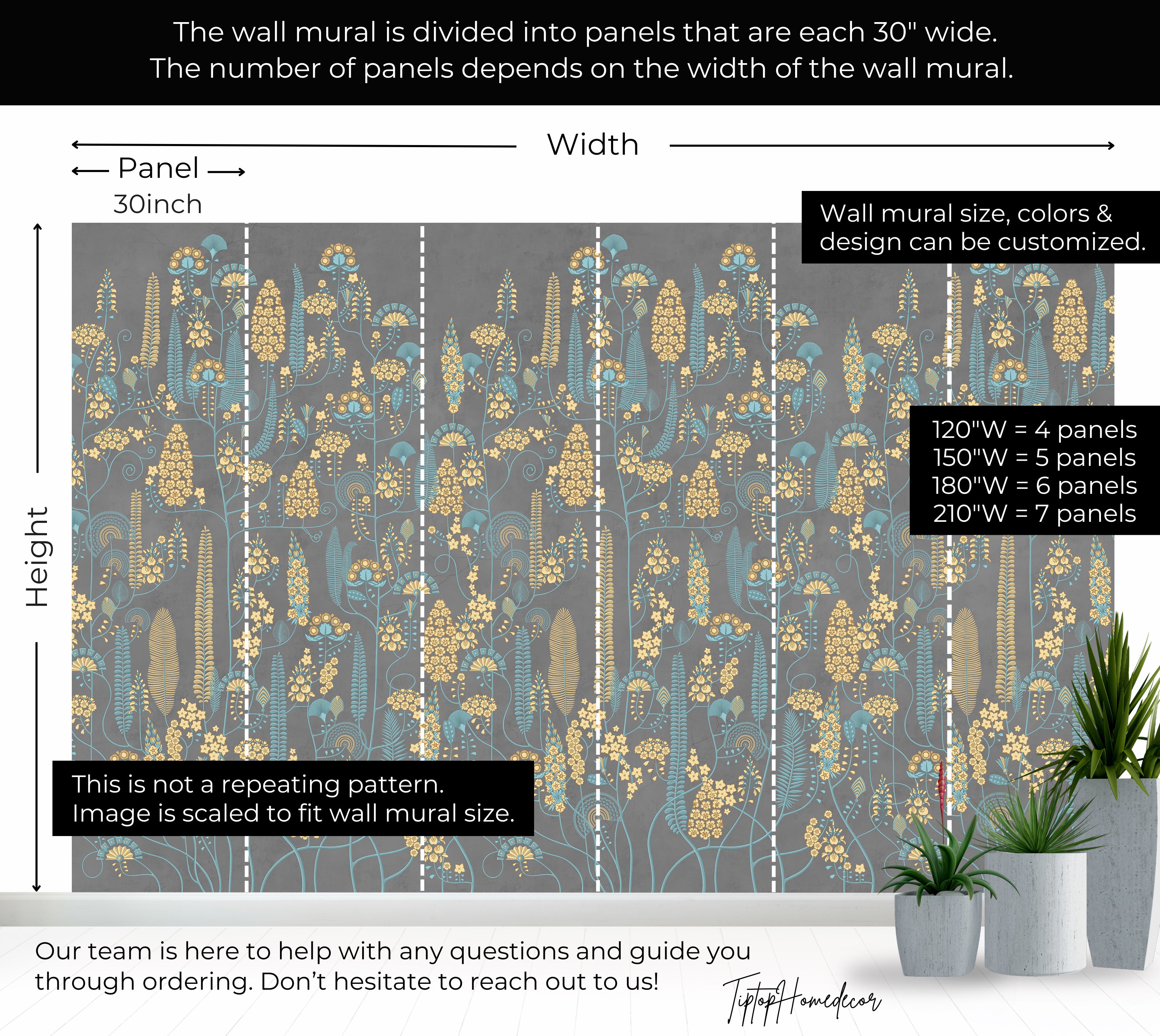 Premium Wallpaper Wall Mural - Stone Classic Floral Pattern
