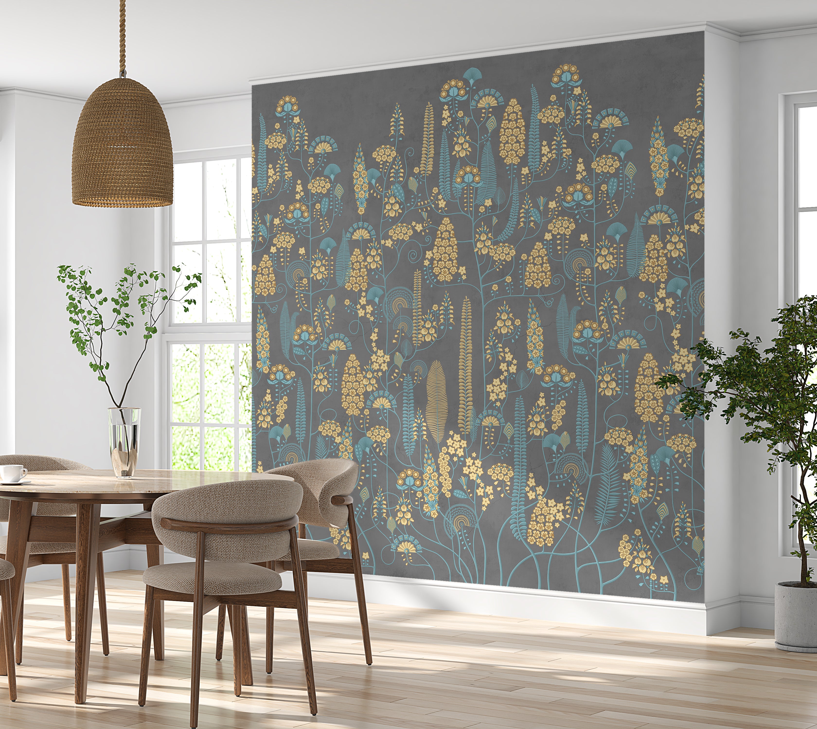 Premium Wallpaper Wall Mural - Stone Classic Floral Pattern