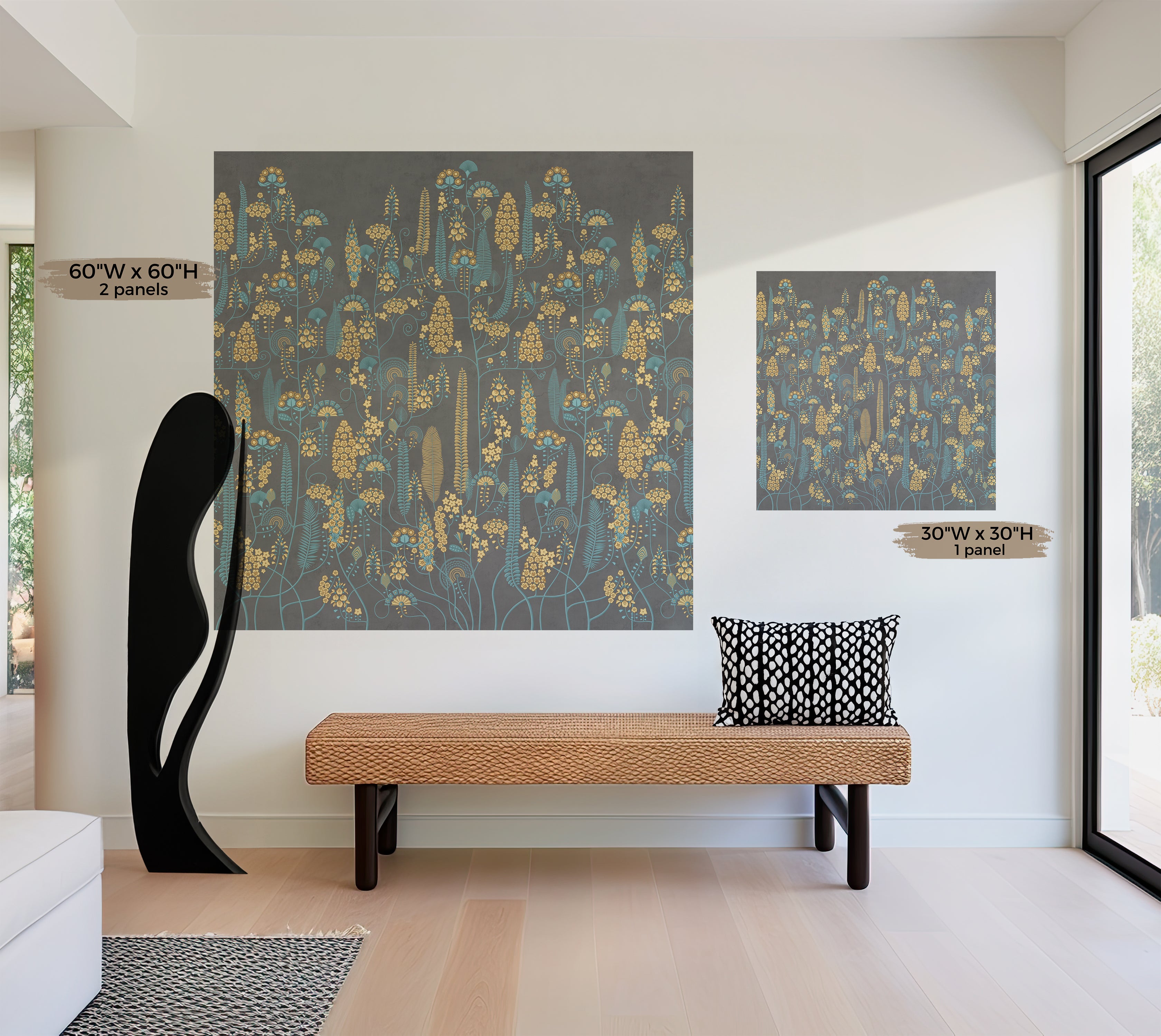 Premium Wallpaper Wall Mural - Stone Classic Floral Pattern