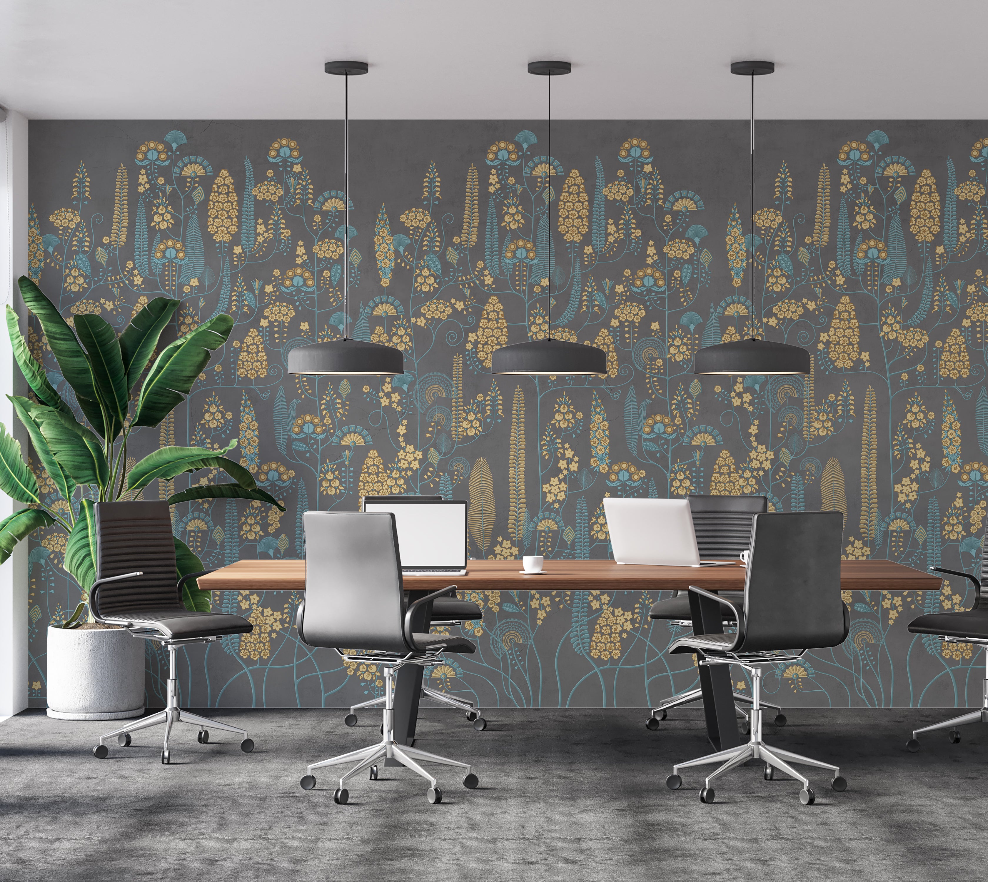 Premium Wallpaper Wall Mural - Stone Classic Floral Pattern