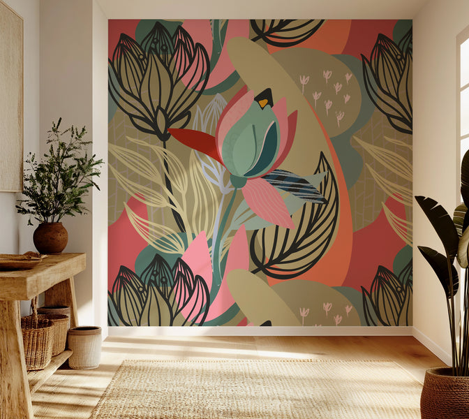 Premium Wallpaper Wall Mural - Abstract Botanical Lines