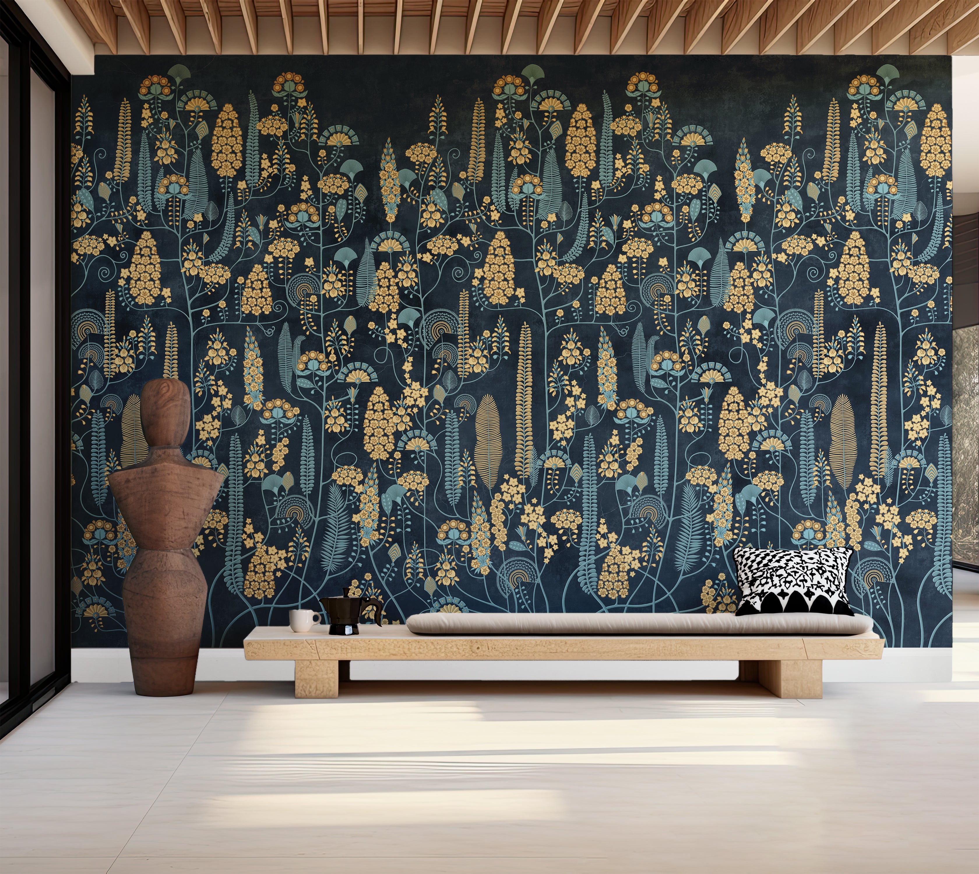 Premium Wallpaper Wall Mural - Midnight Botanical Pattern