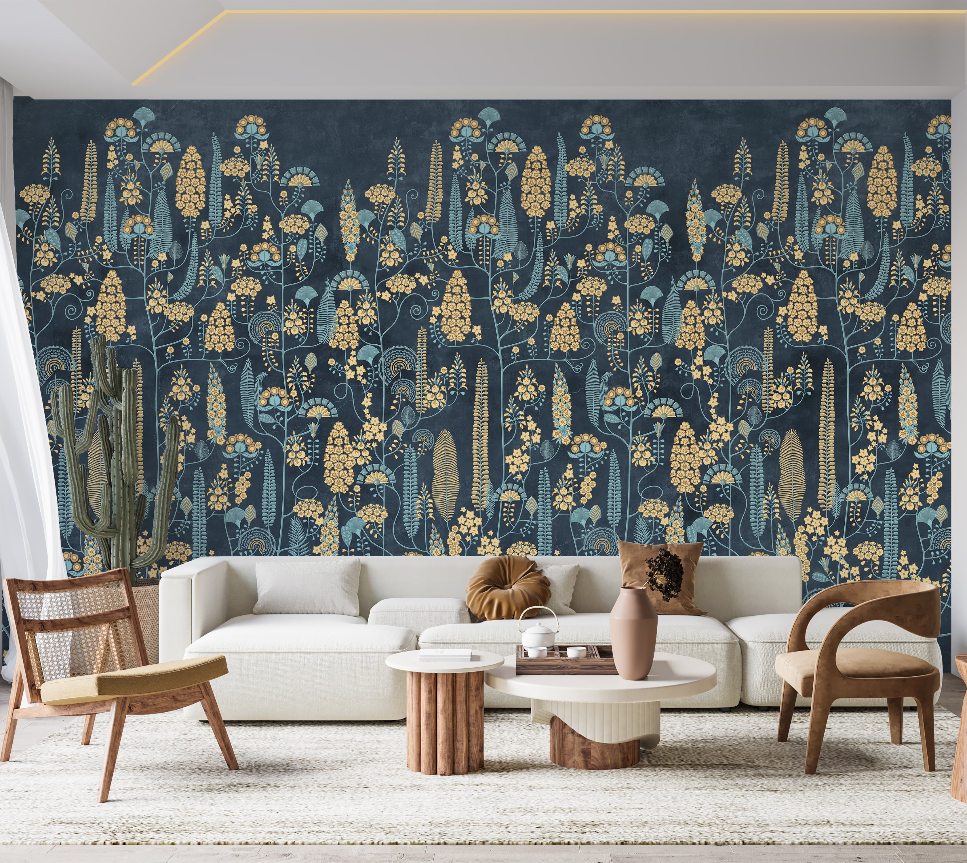 Premium Wallpaper Wall Mural - Midnight Botanical Pattern