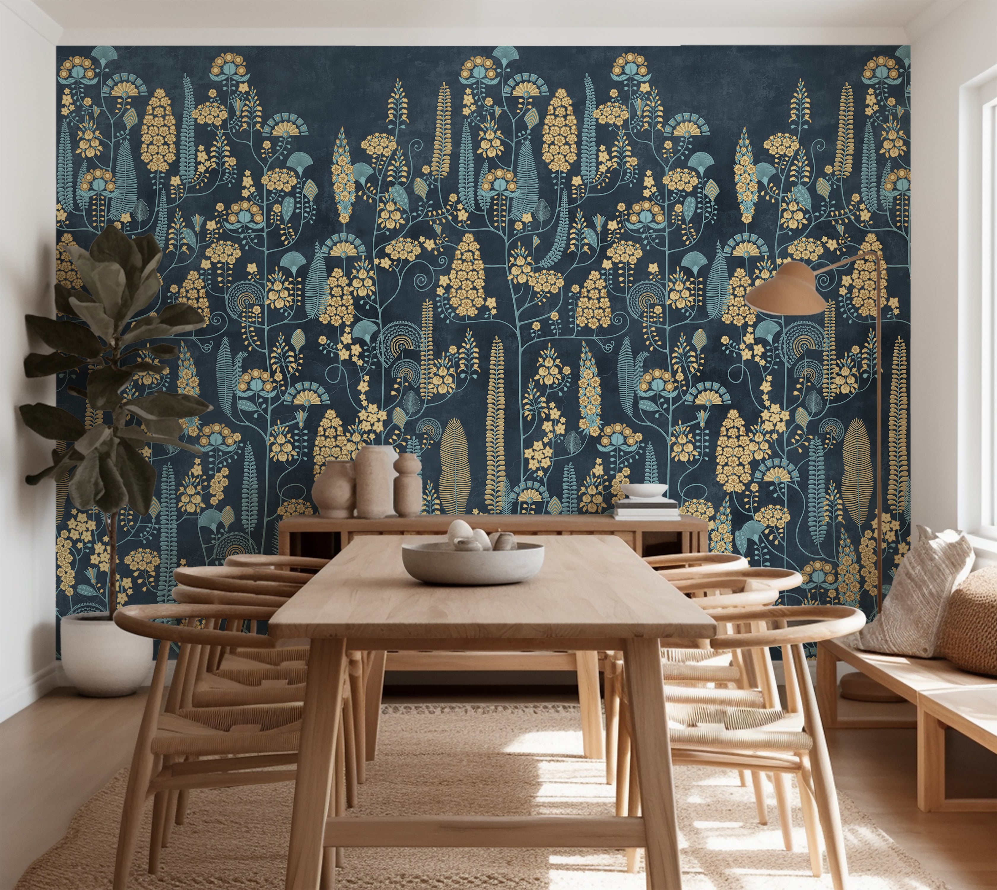 Premium Wallpaper Wall Mural - Midnight Botanical Pattern