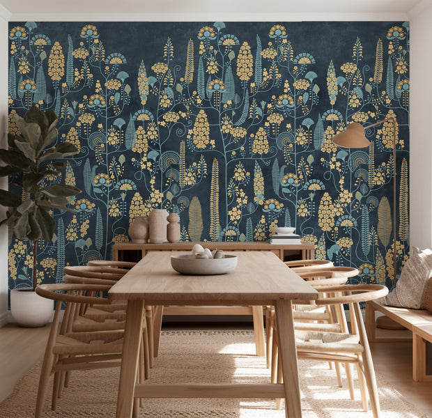 Premium Wallpaper Wall Mural - Midnight Botanical Pattern