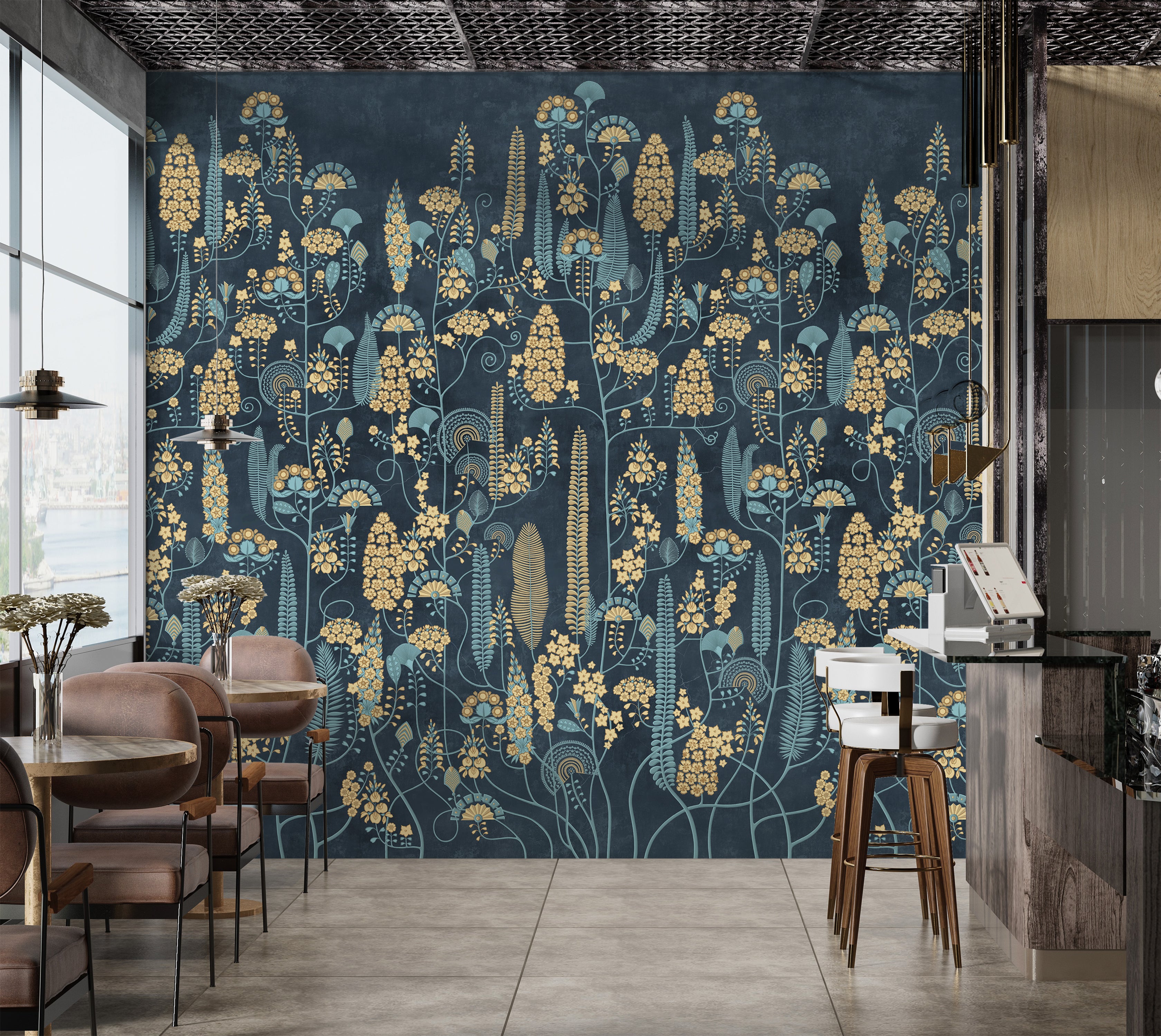 Premium Wallpaper Wall Mural - Midnight Botanical Pattern