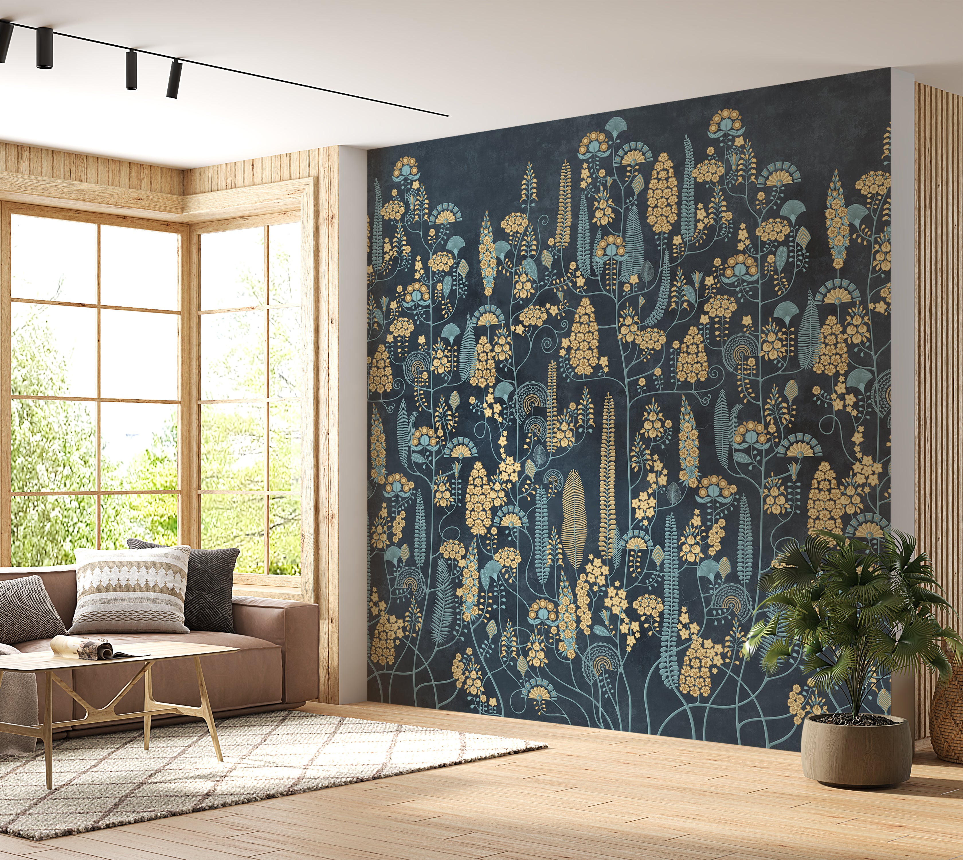 Premium Wallpaper Wall Mural - Midnight Botanical Pattern