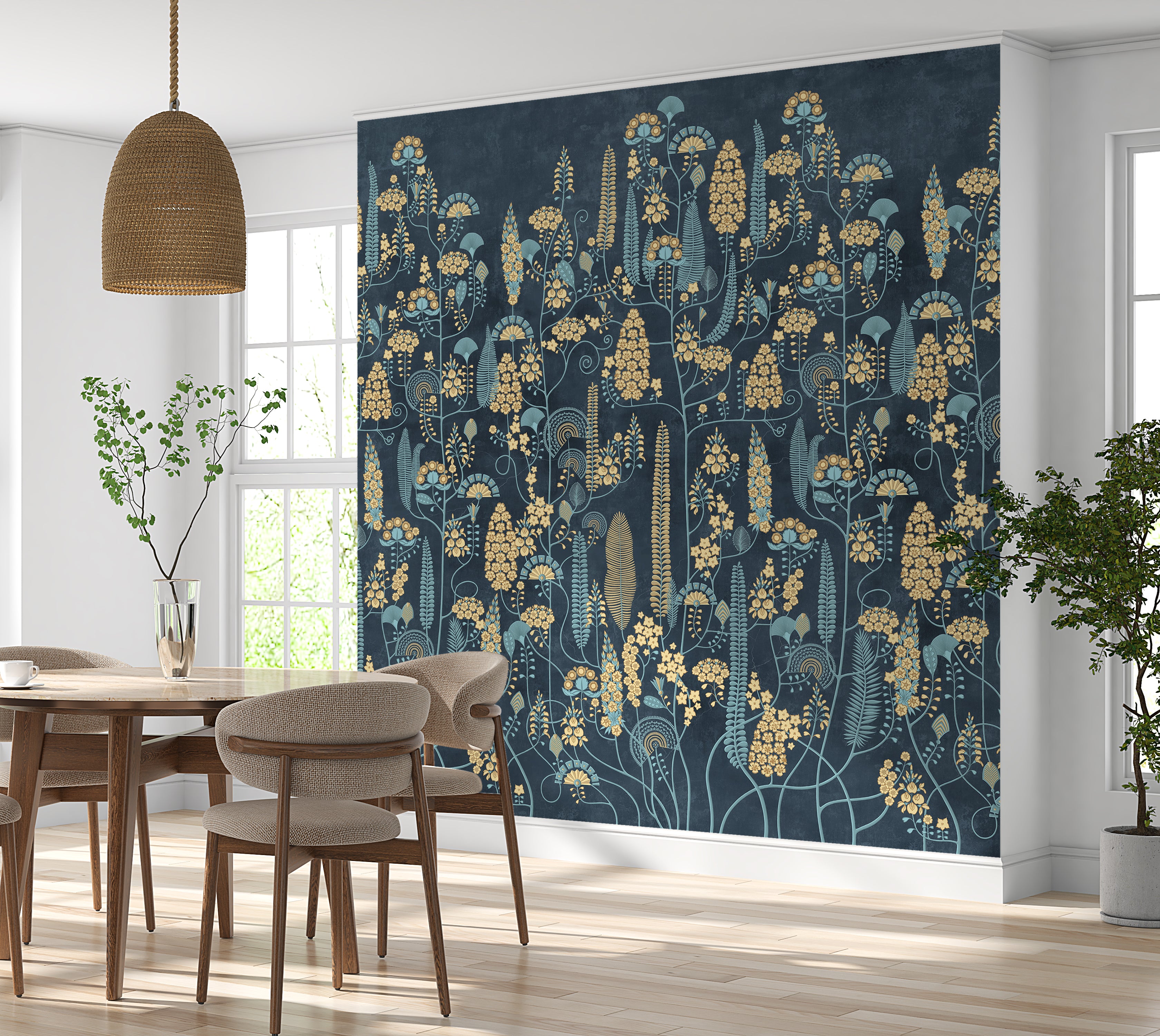 Premium Wallpaper Wall Mural - Midnight Botanical Pattern