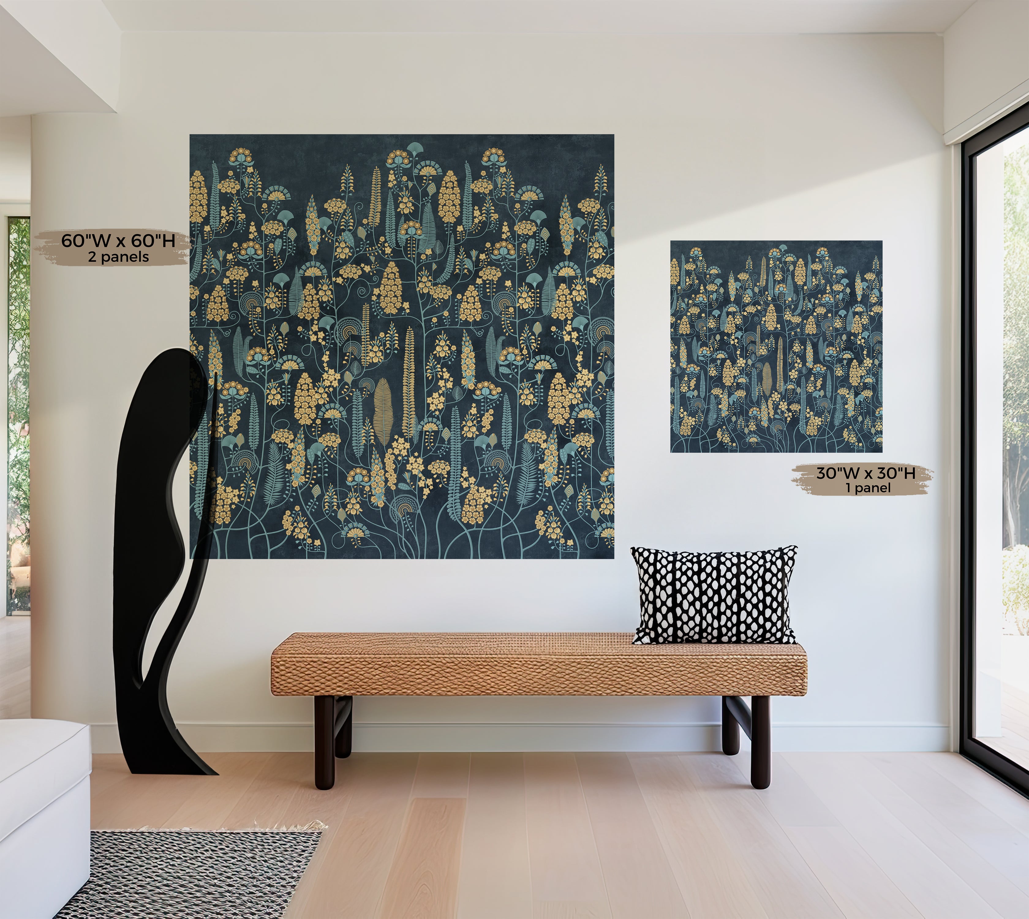 Premium Wallpaper Wall Mural - Midnight Botanical Pattern