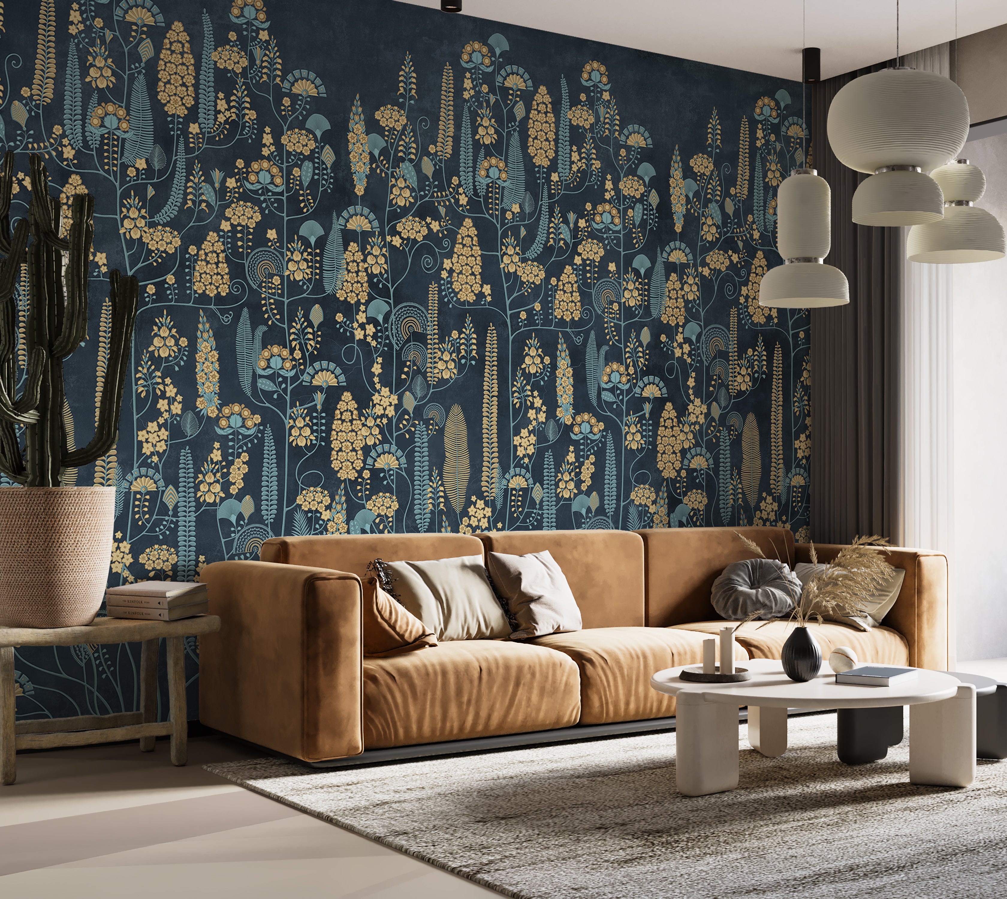 Premium Wallpaper Wall Mural - Midnight Botanical Pattern