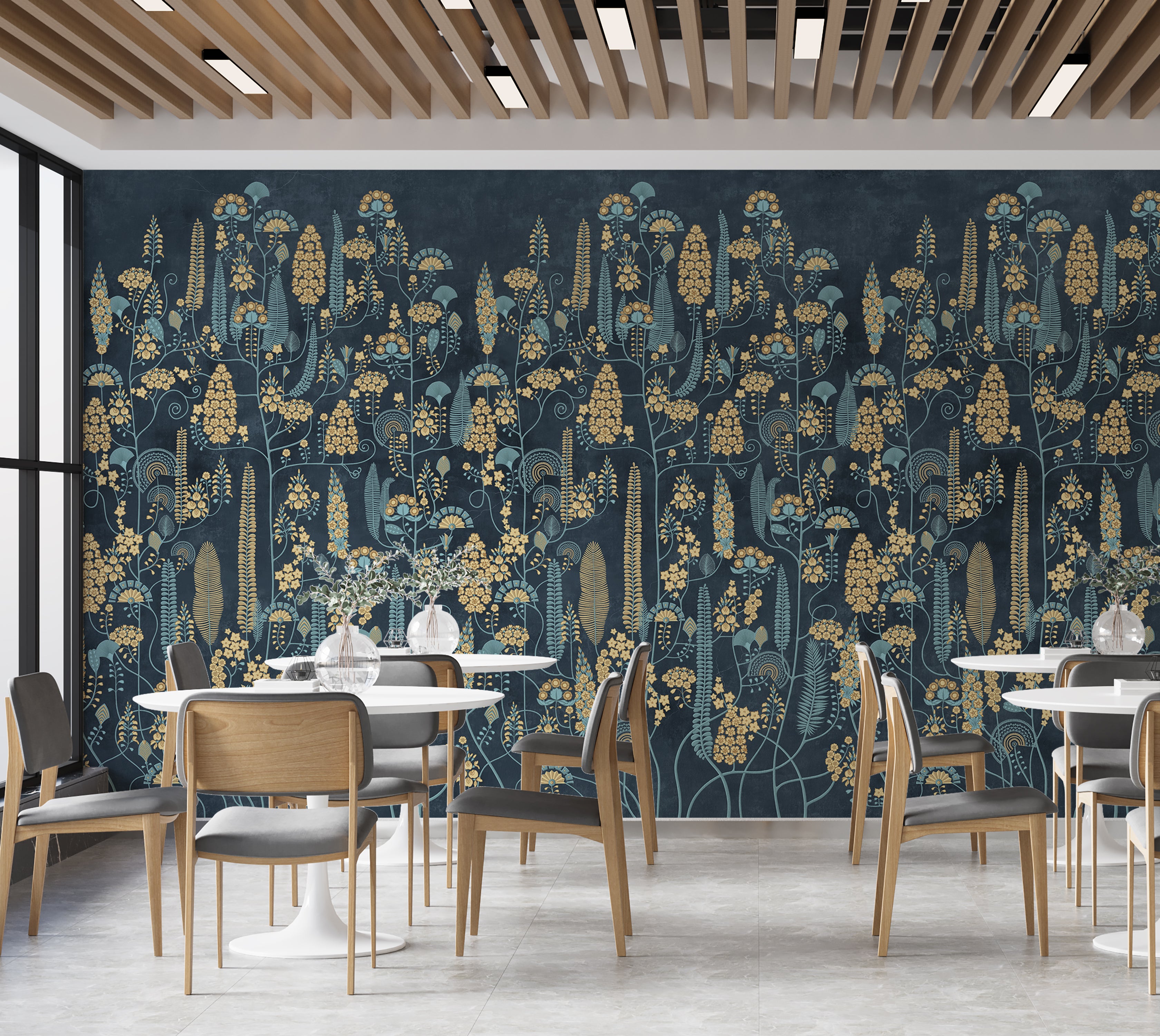 Premium Wallpaper Wall Mural - Midnight Botanical Pattern
