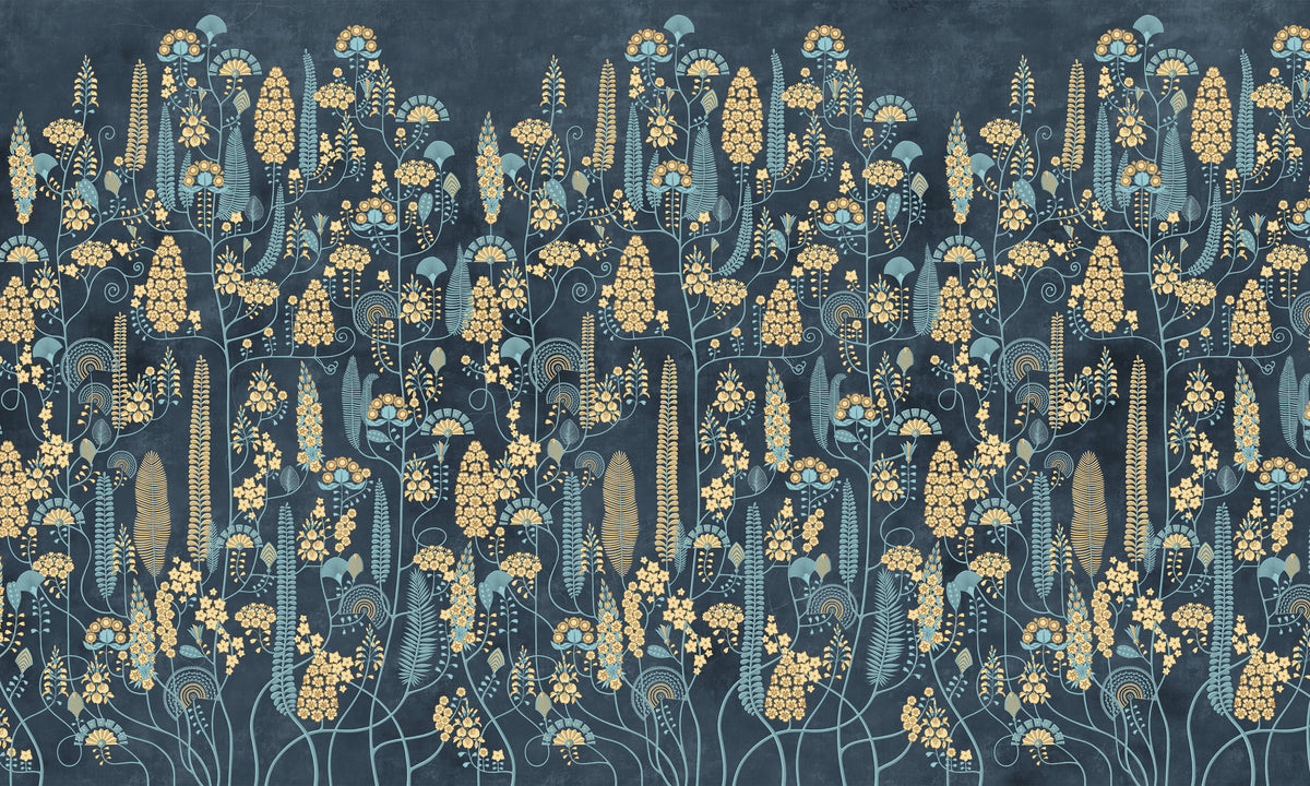 Premium Wallpaper Wall Mural - Midnight Botanical Pattern – Tiptophomedecor