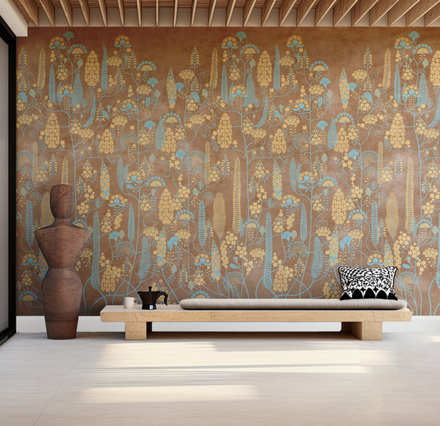 Premium Wallpaper Wall Mural - Warm Linen Botanical Lines