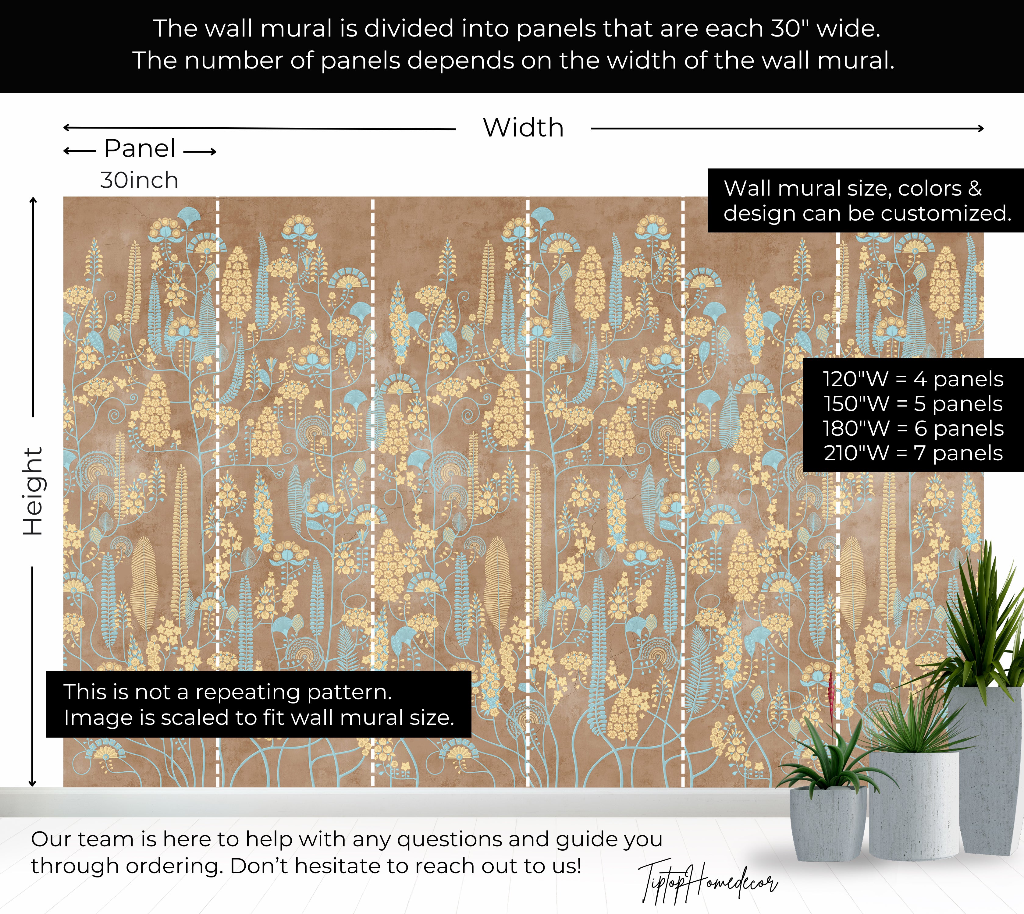 Premium Wallpaper Wall Mural - Warm Linen Botanical Lines