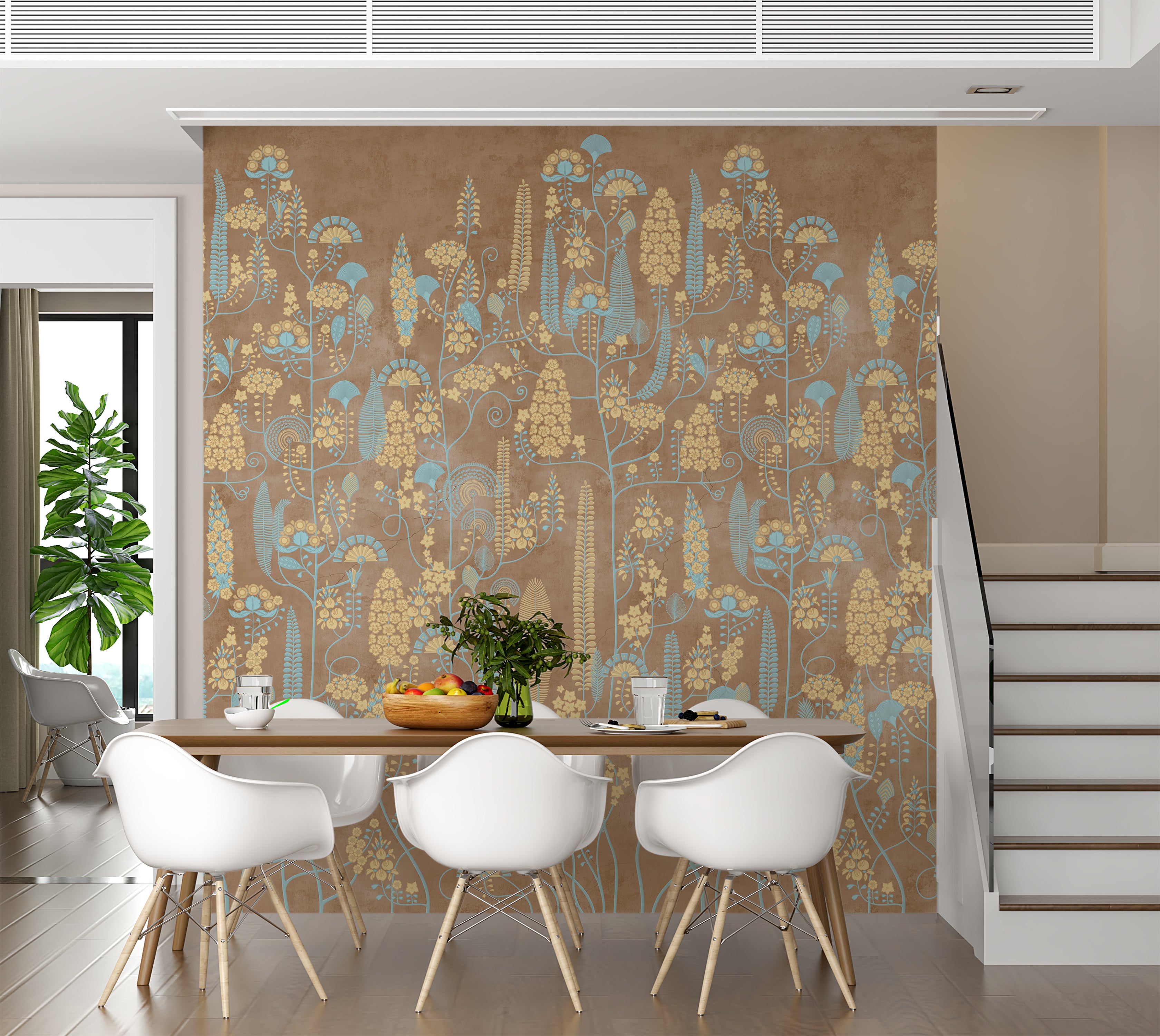 Premium Wallpaper Wall Mural - Warm Linen Botanical Lines