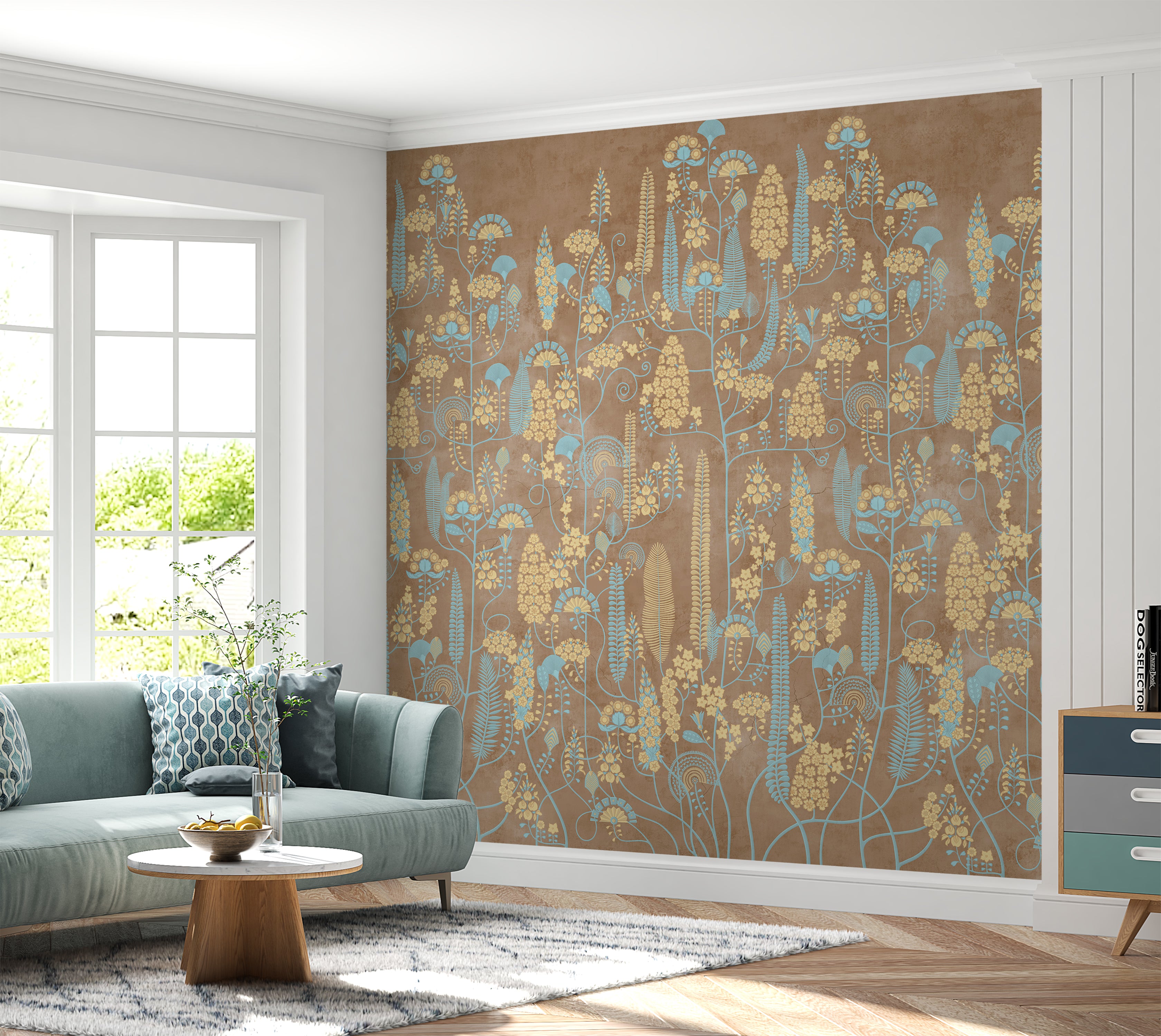 Premium Wallpaper Wall Mural - Warm Linen Botanical Lines