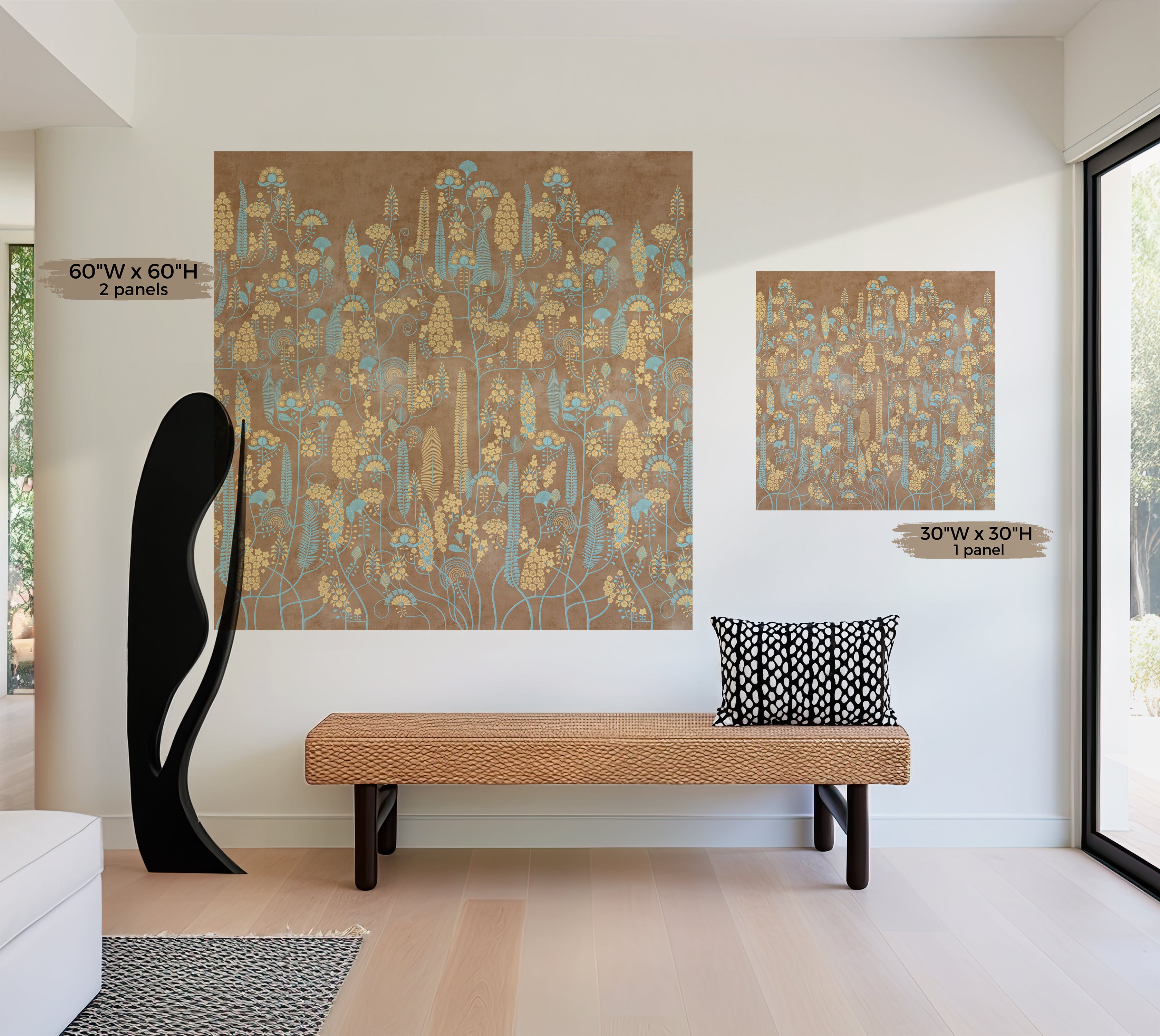 Premium Wallpaper Wall Mural - Warm Linen Botanical Lines