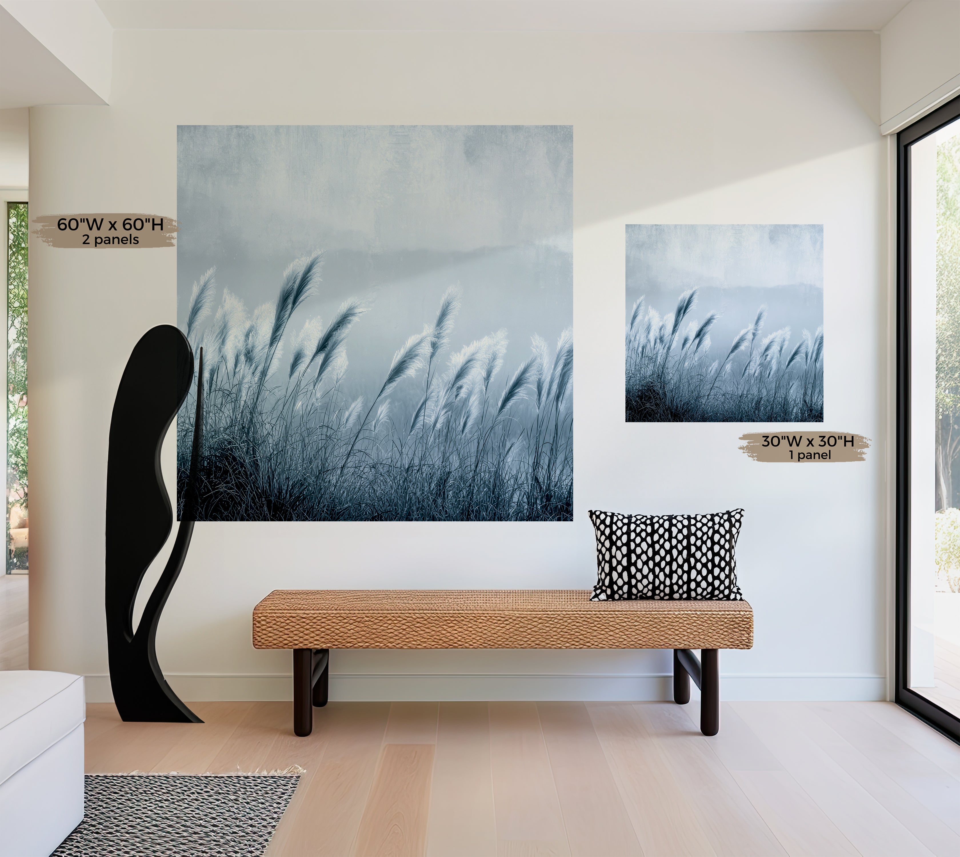 Premium Wallpaper Wall Mural - Minimalist Blue Gray Pampas