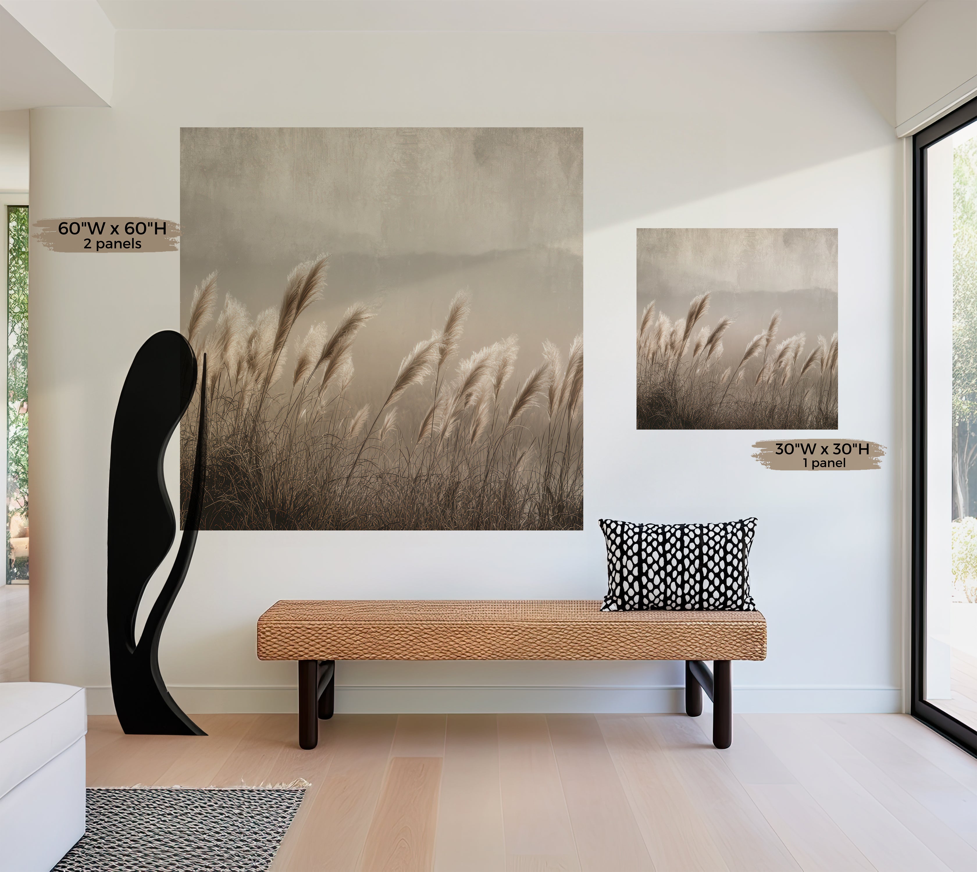 Premium Wallpaper Wall Mural - Minimalist Pampas Grass Sepia