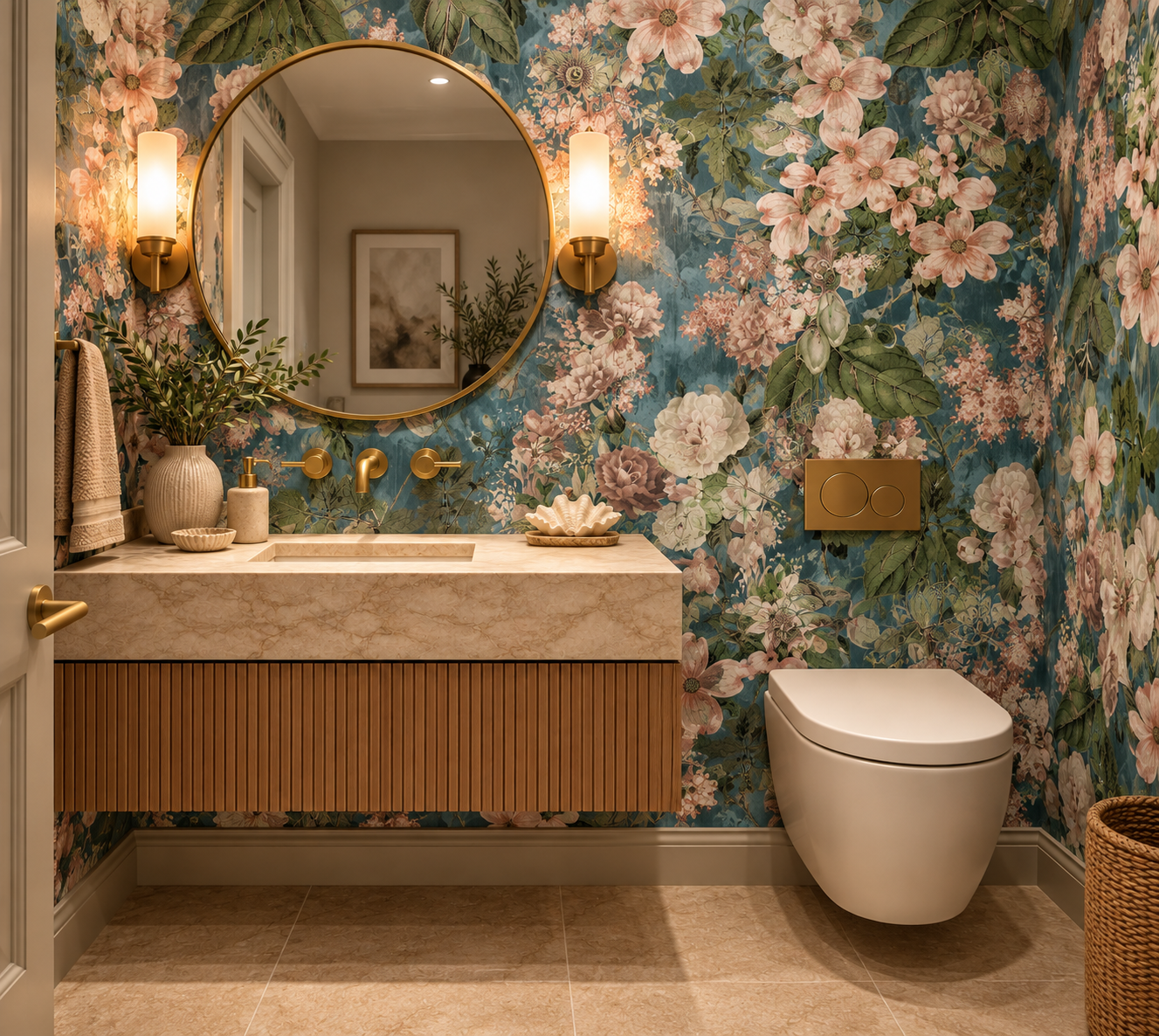 Premium Wallpaper Wall Mural - Garden Romance Blue