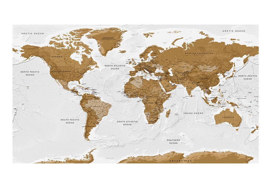 XXL wall mural - World Map: White Oceans II
