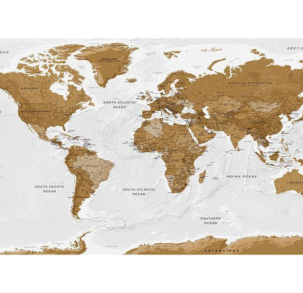 XXL wall mural - World Map: White Oceans II