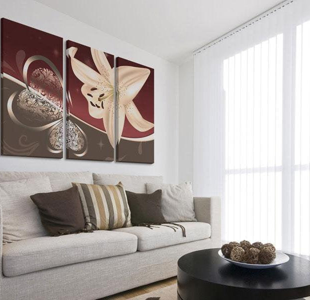 Canvas Print - Abstraction with lily - triptych