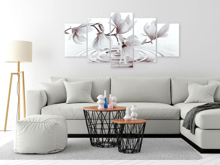 Stretched Canvas Floral Art - Magnolia Waterdrops 5 Piece
