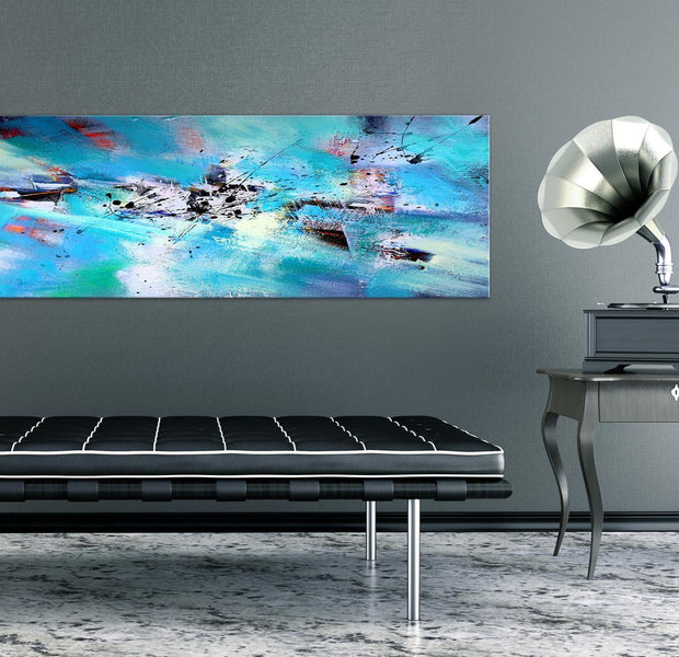 Abstract Canvas Wall Art - Blue Modern Fun